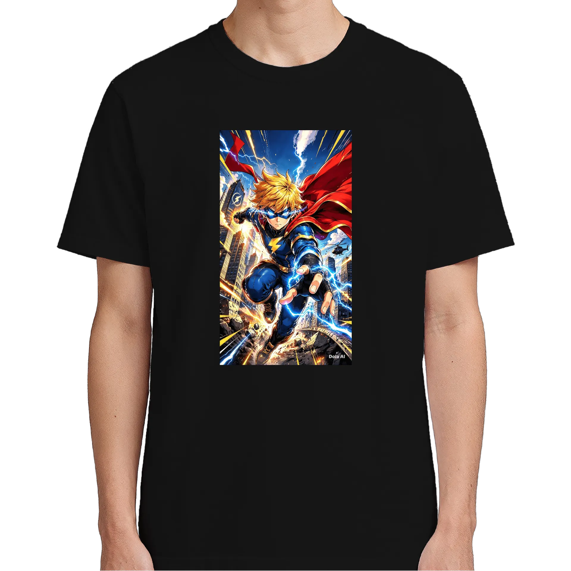 Camiseta Herói de Capa em Estilo Anime 100% Algodão - Imagem 4