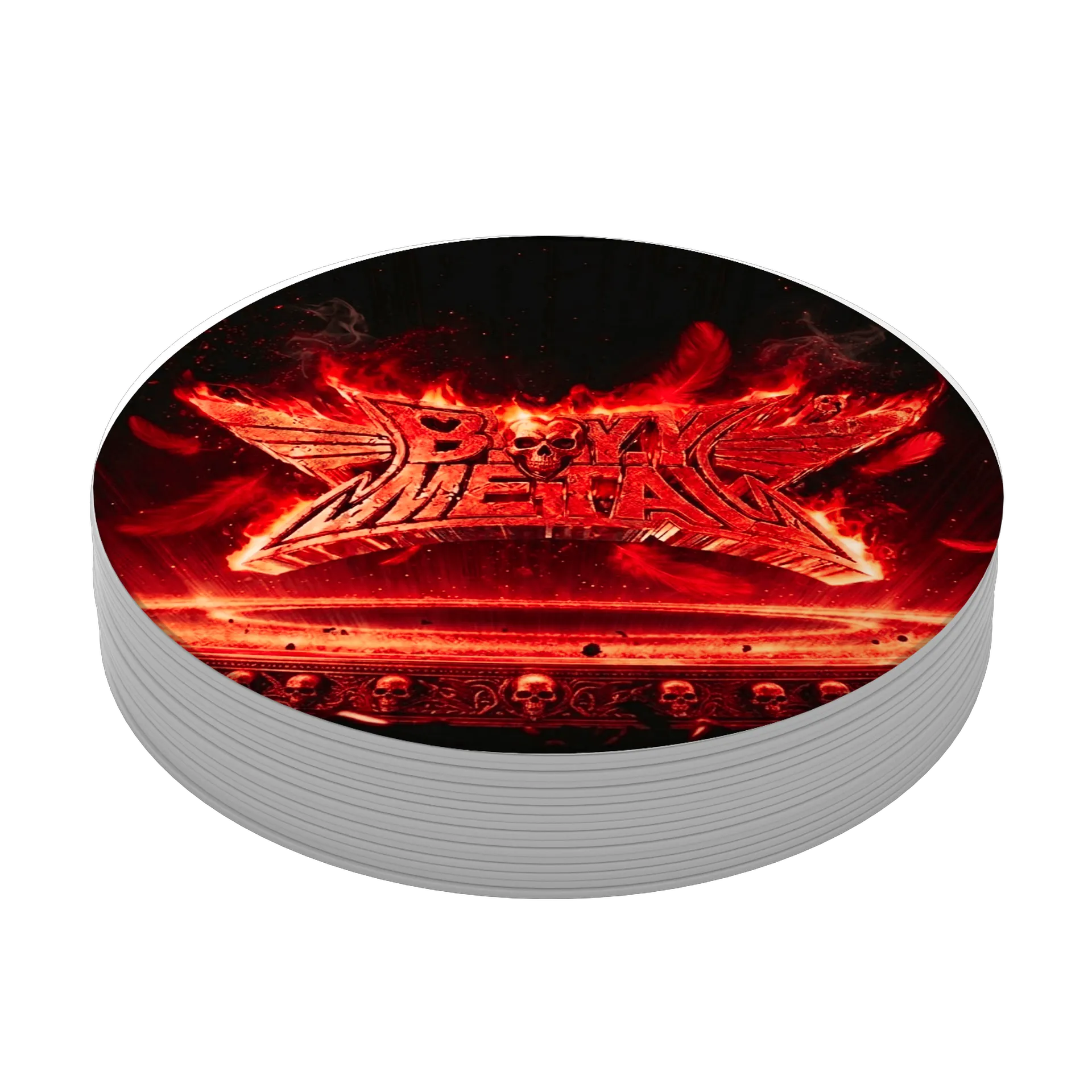 Porta-copo MDF Estampa Skull Metal Vermelho b. - Imagem 4