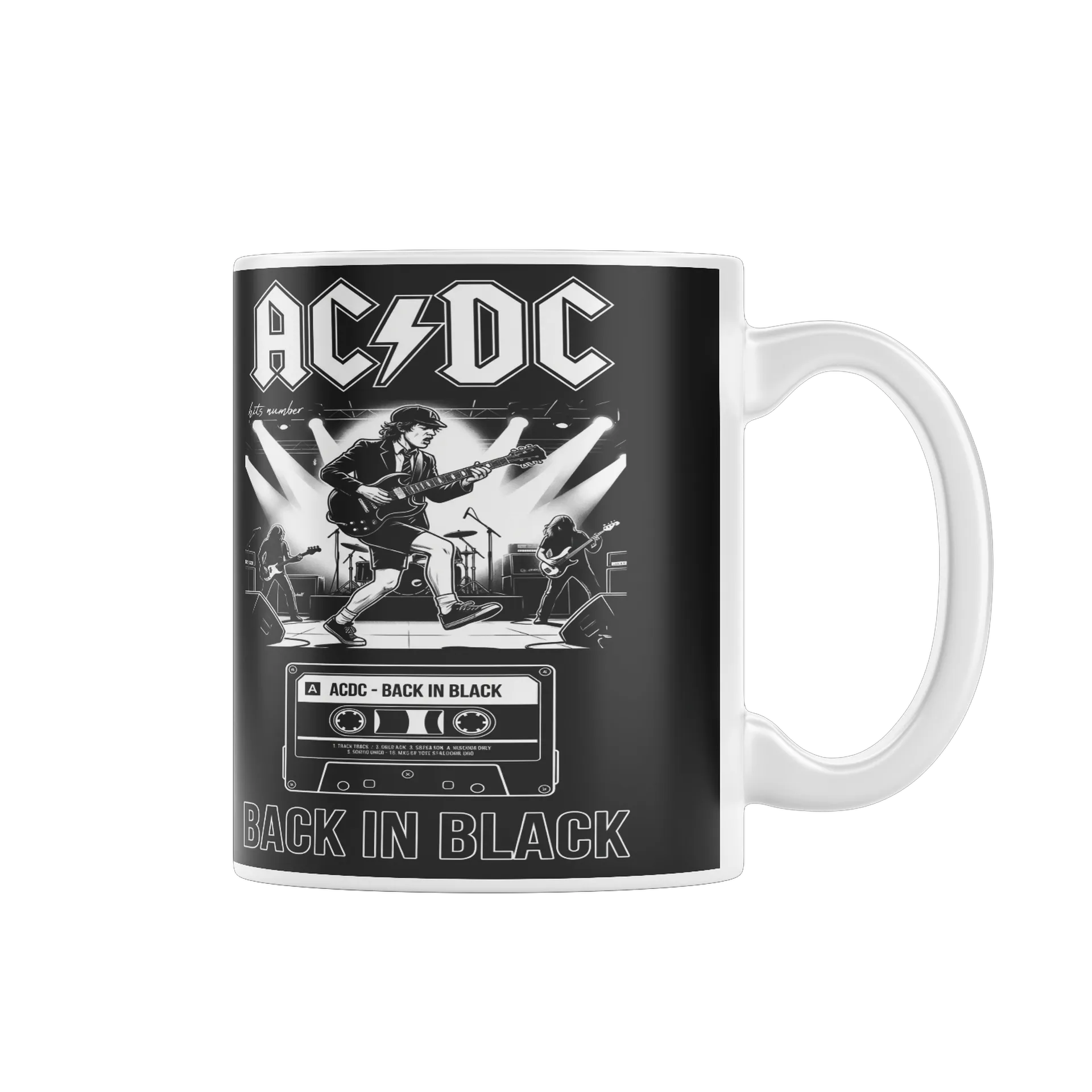 Caneca Banda ACDC Show de Rock Estampa Monocromática 325ml - Imagem 1