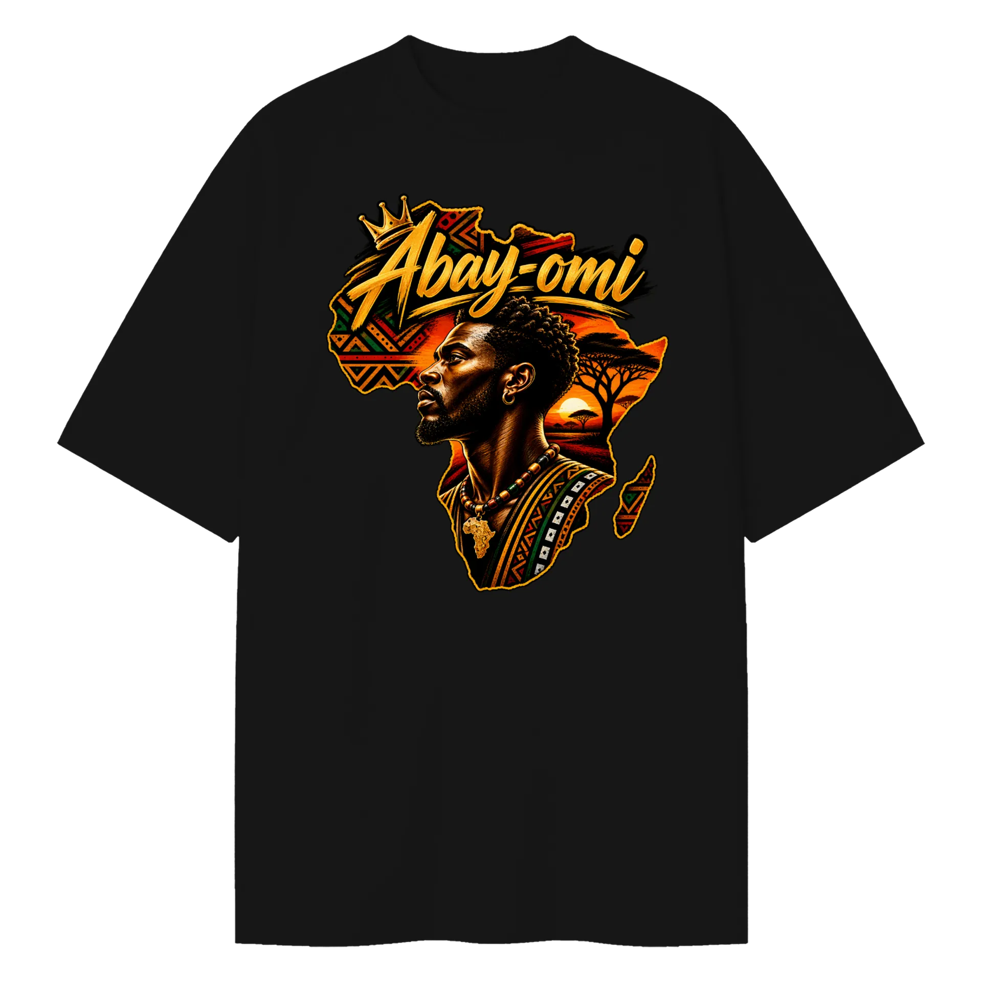 Camiseta Oversized Abayomi Estampa Africana Ilustrada - Imagem 1