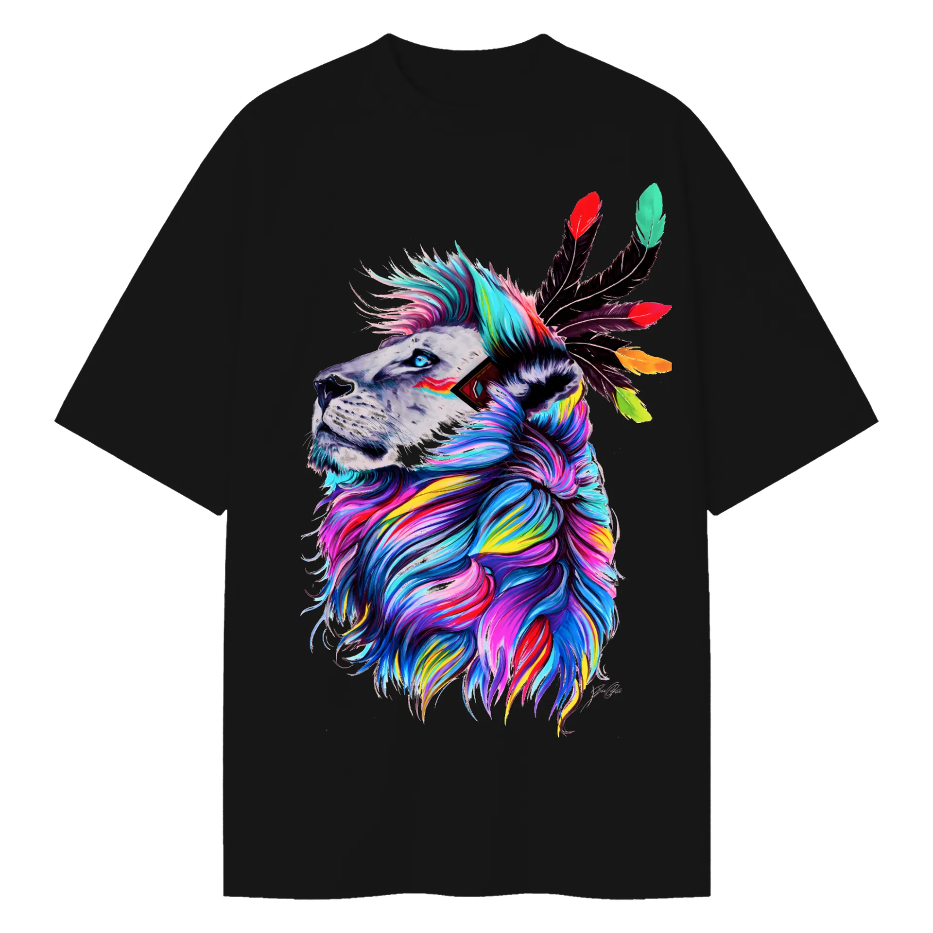 Camiseta Oversized Leão de Juba Colorida - Imagem 1