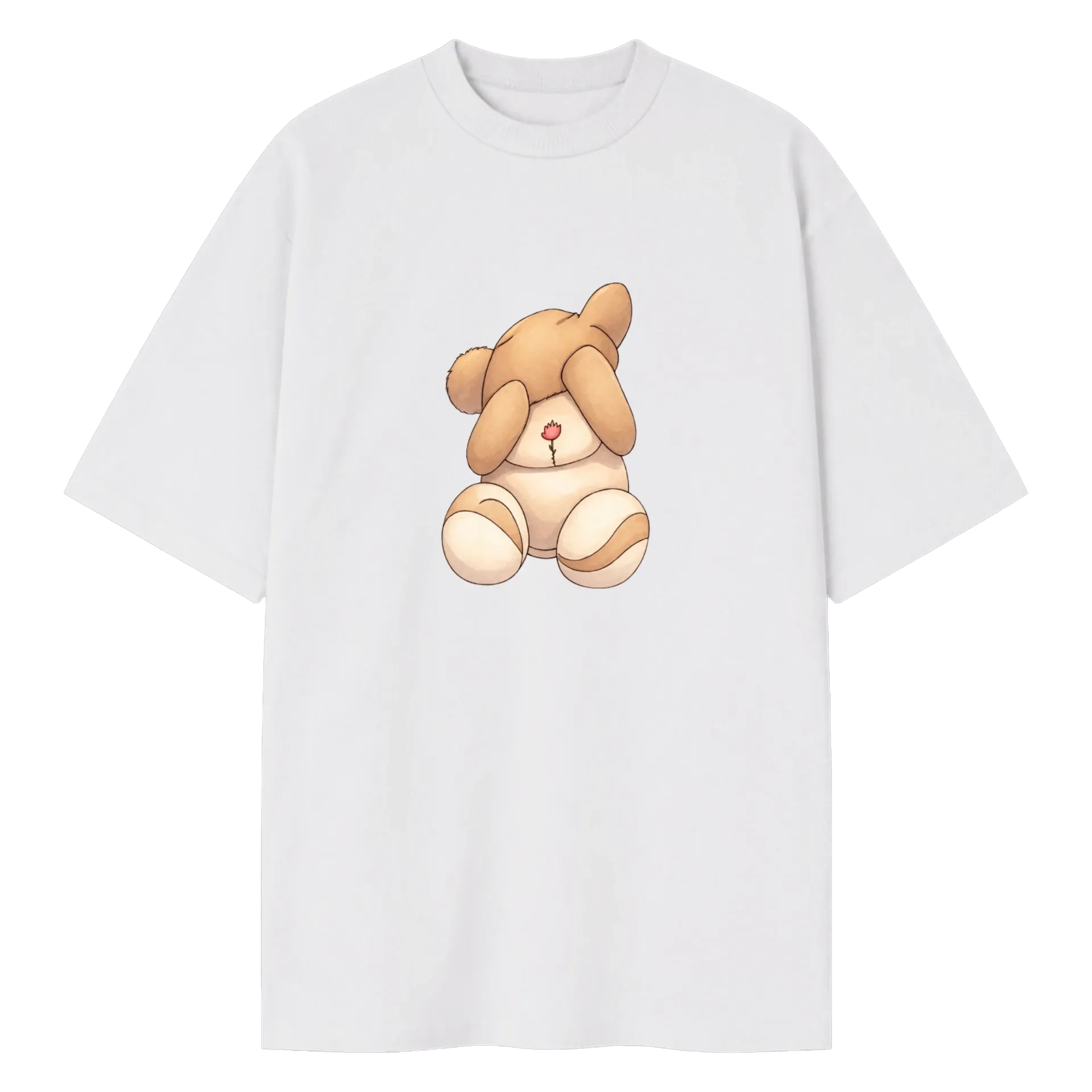 Camiseta Oversized Ursinho  de lila