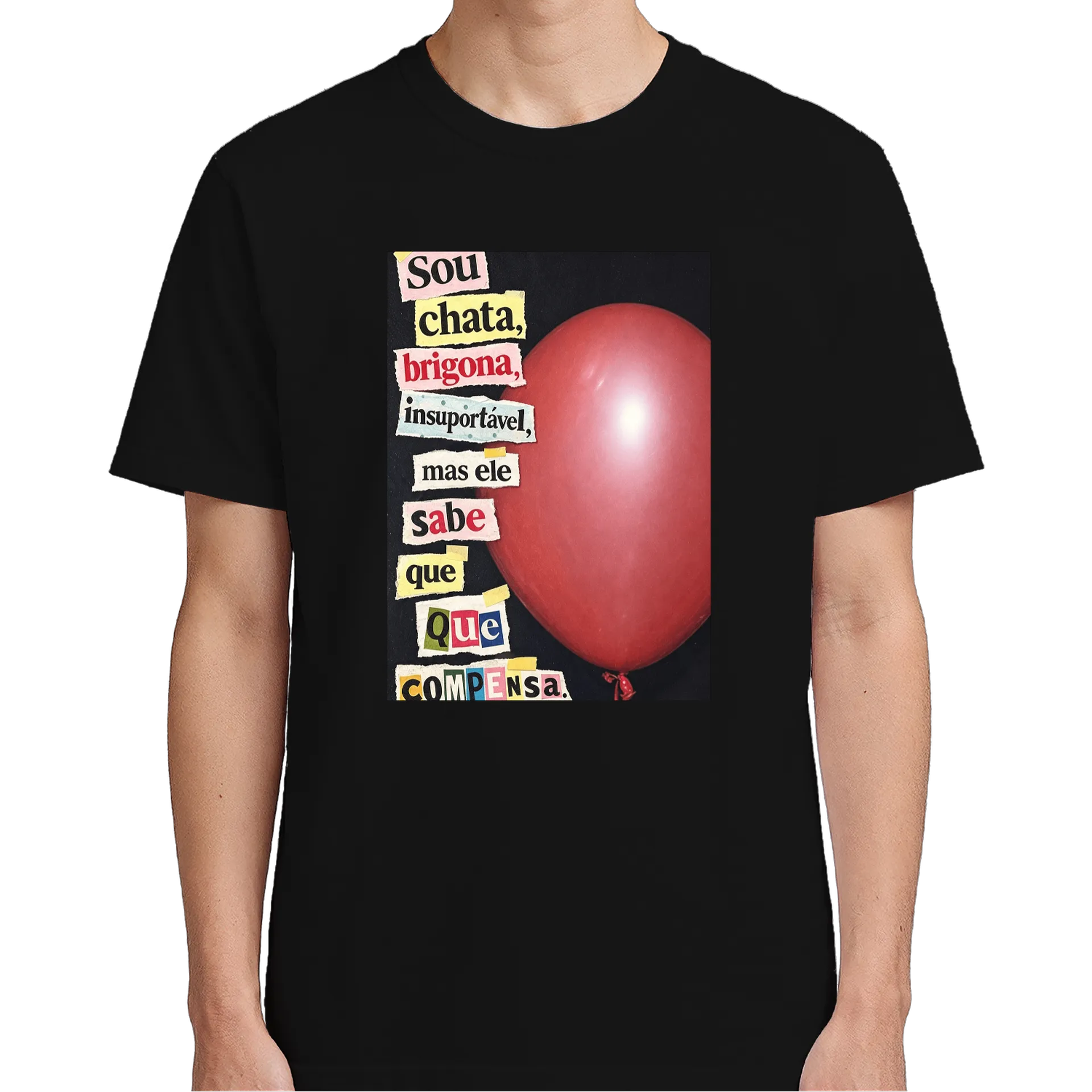 Camiseta Estampa Frases Colagem Futurista 100% Algodão - Imagem 5