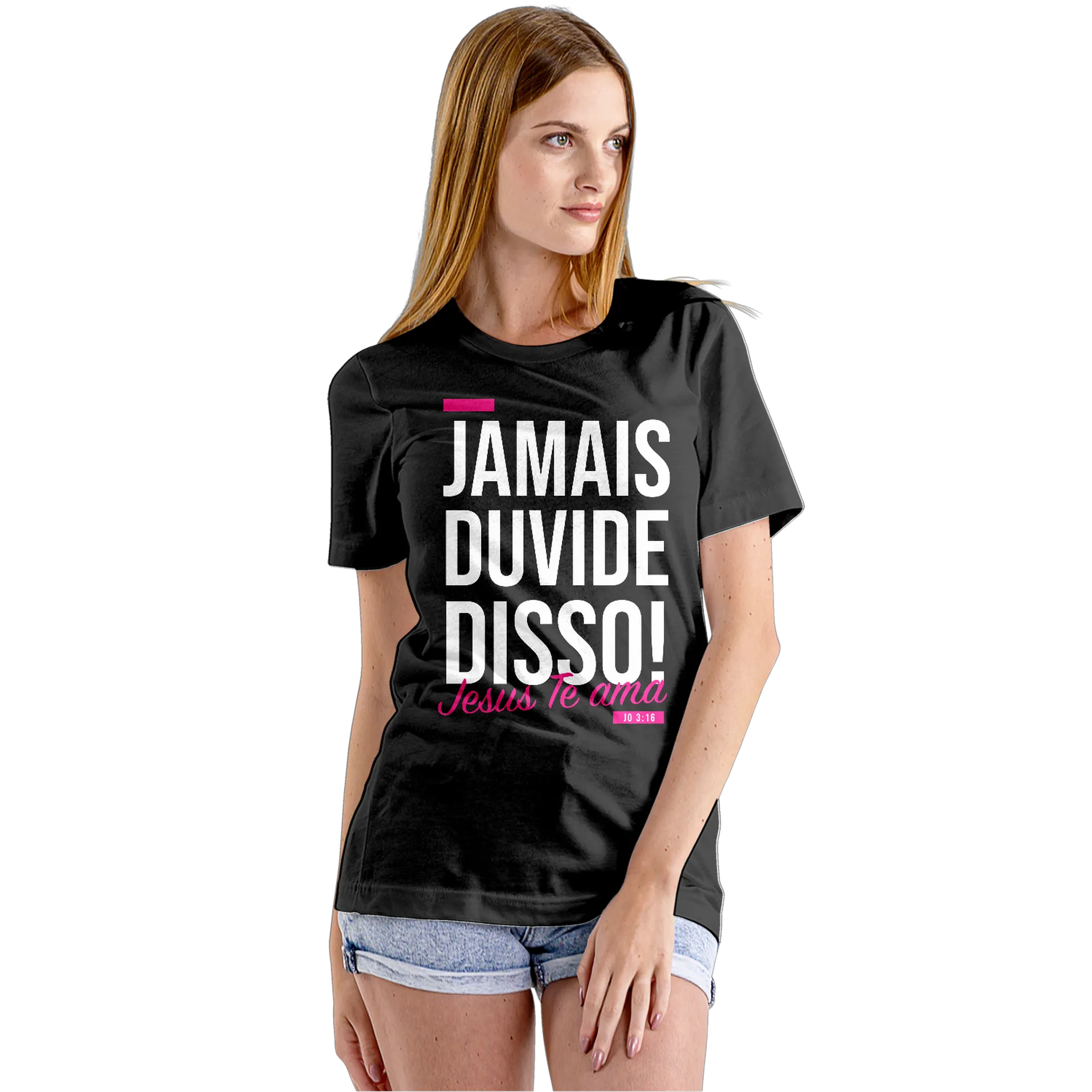Camiseta Babylook Estampa Tipográfica Jesus Te Ama 100% de PUBLI UP  — imagem 5 de 5