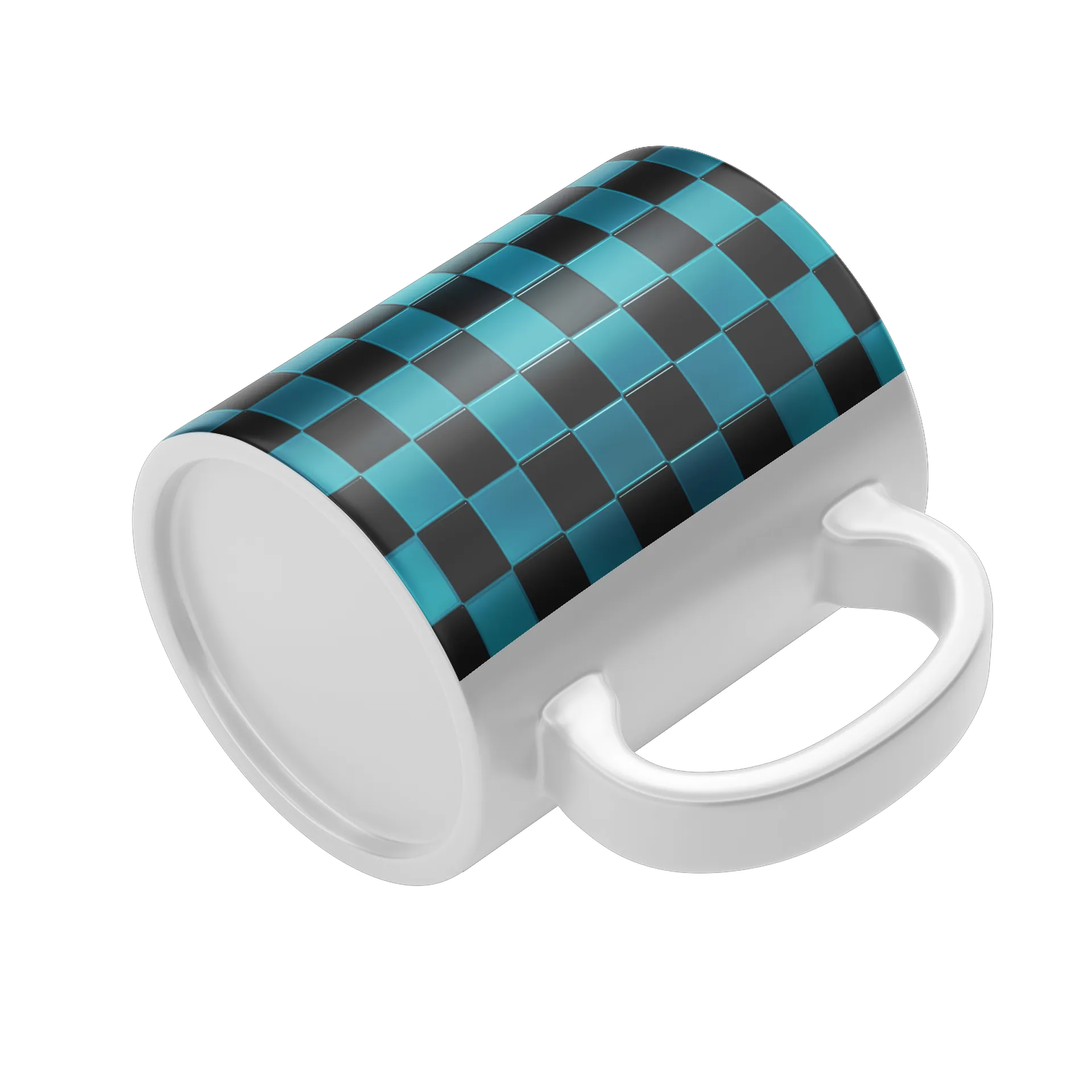 Caneca Xadrez Azul Preto - Imagem 4
