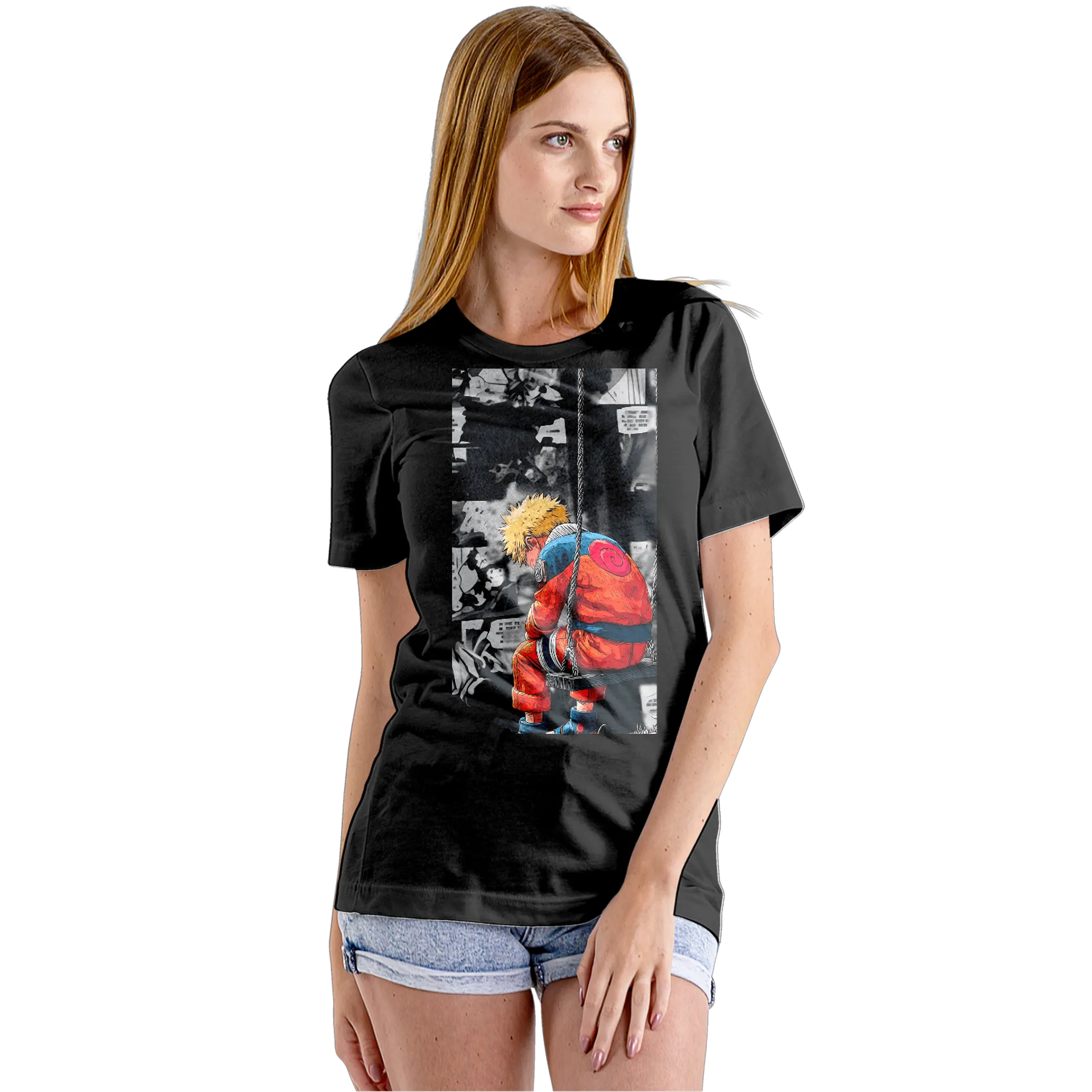 Camiseta Babylook Naruto Sentado em Balanço 100% Algodão - Imagem 5