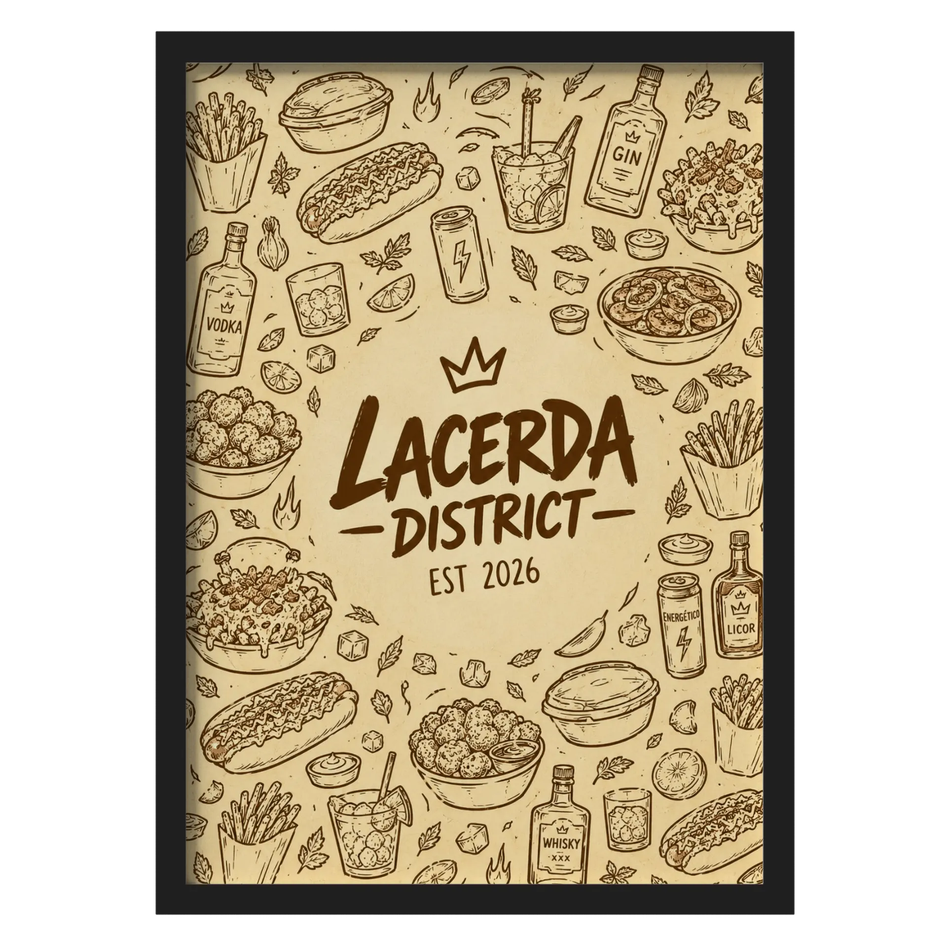 Quadro Lacerda District  est 2026  A3 com Vidro e MDF de Universe Garage — imagem 1 de 3