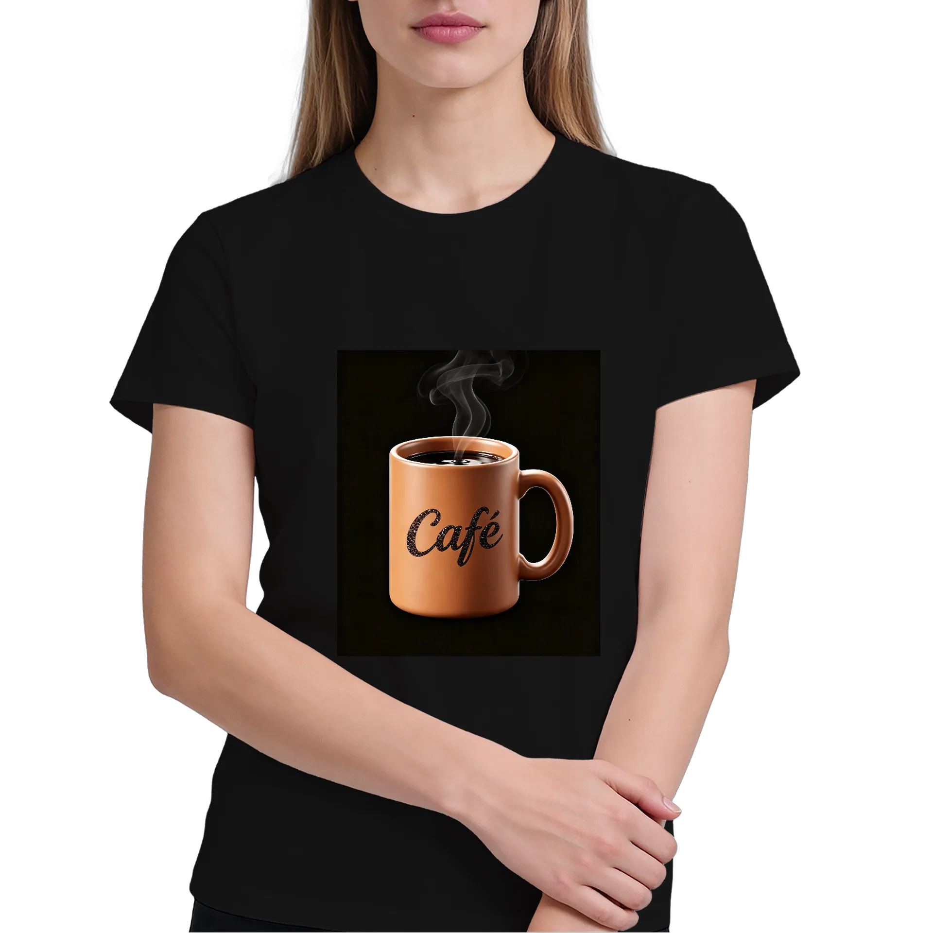 Camiseta Café 100% Algodão Preta - Imagem 4