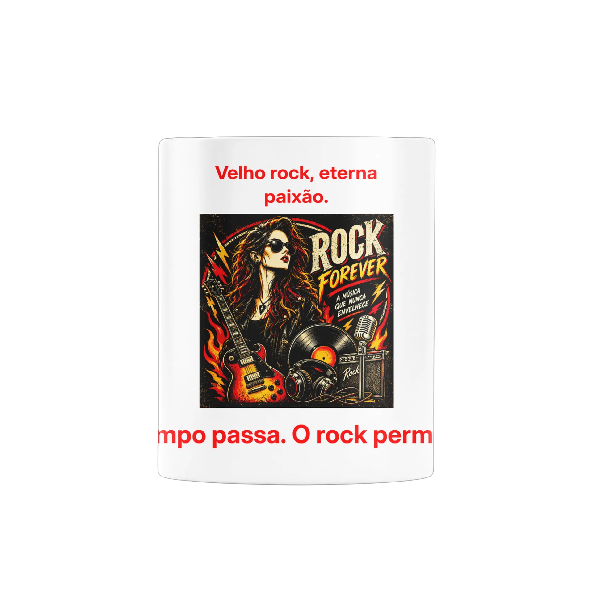 Caneca Rock Forever Guitarra e Vinil Vintage 325ml - Imagem 2