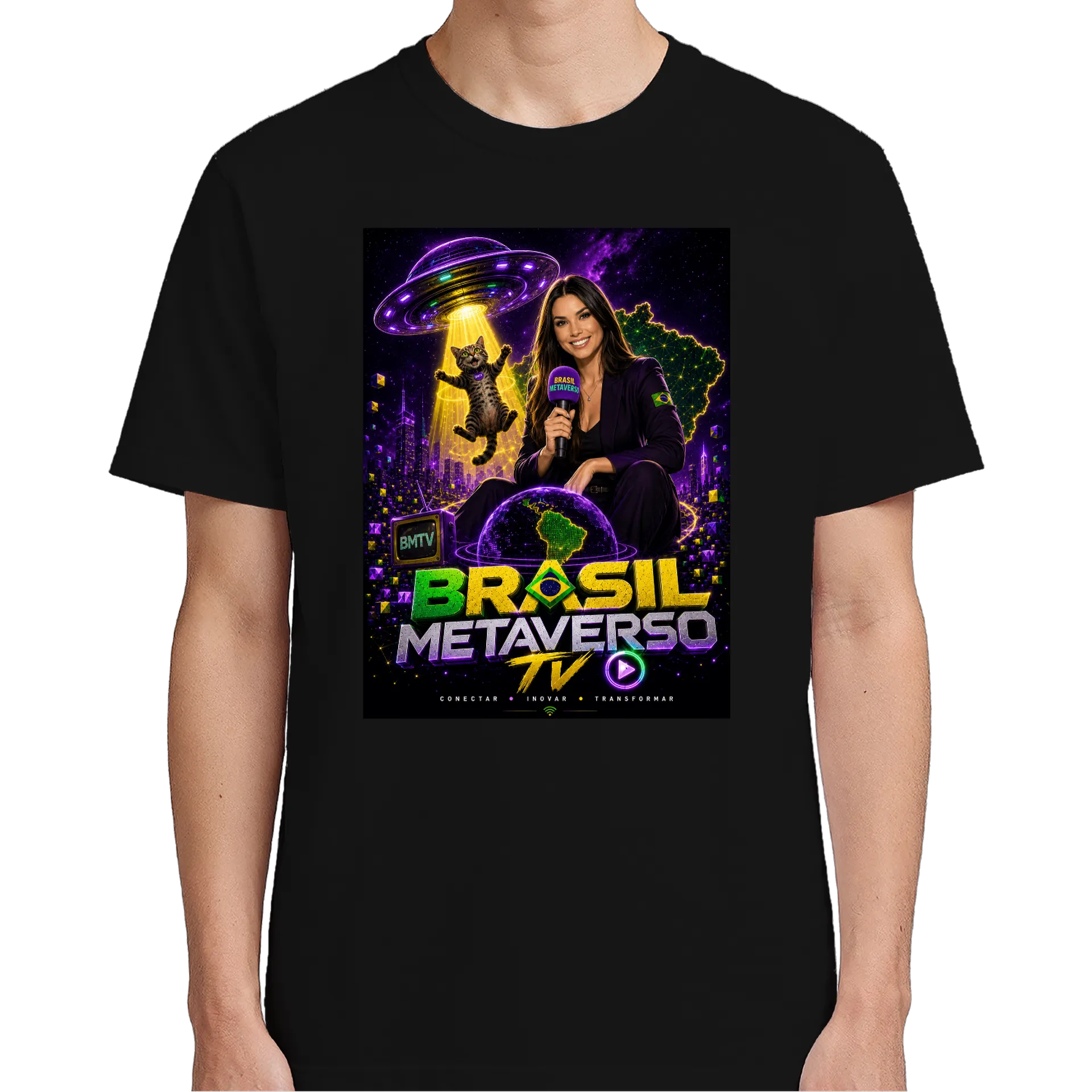 Camiseta Personalizada Estampa Preto 100% Algodão - Imagem 5