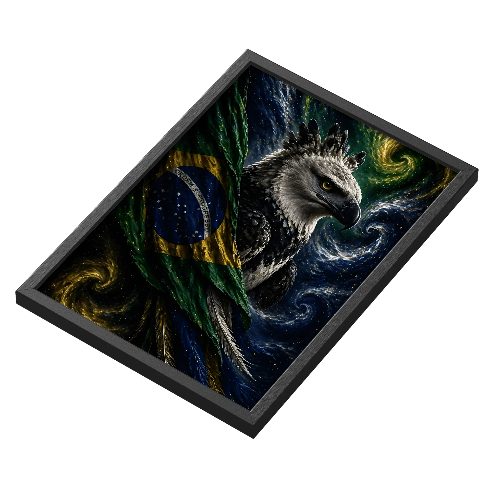 Quadro Águia Realista Bandeira do Brasil A3 com Vidro - Imagem 3