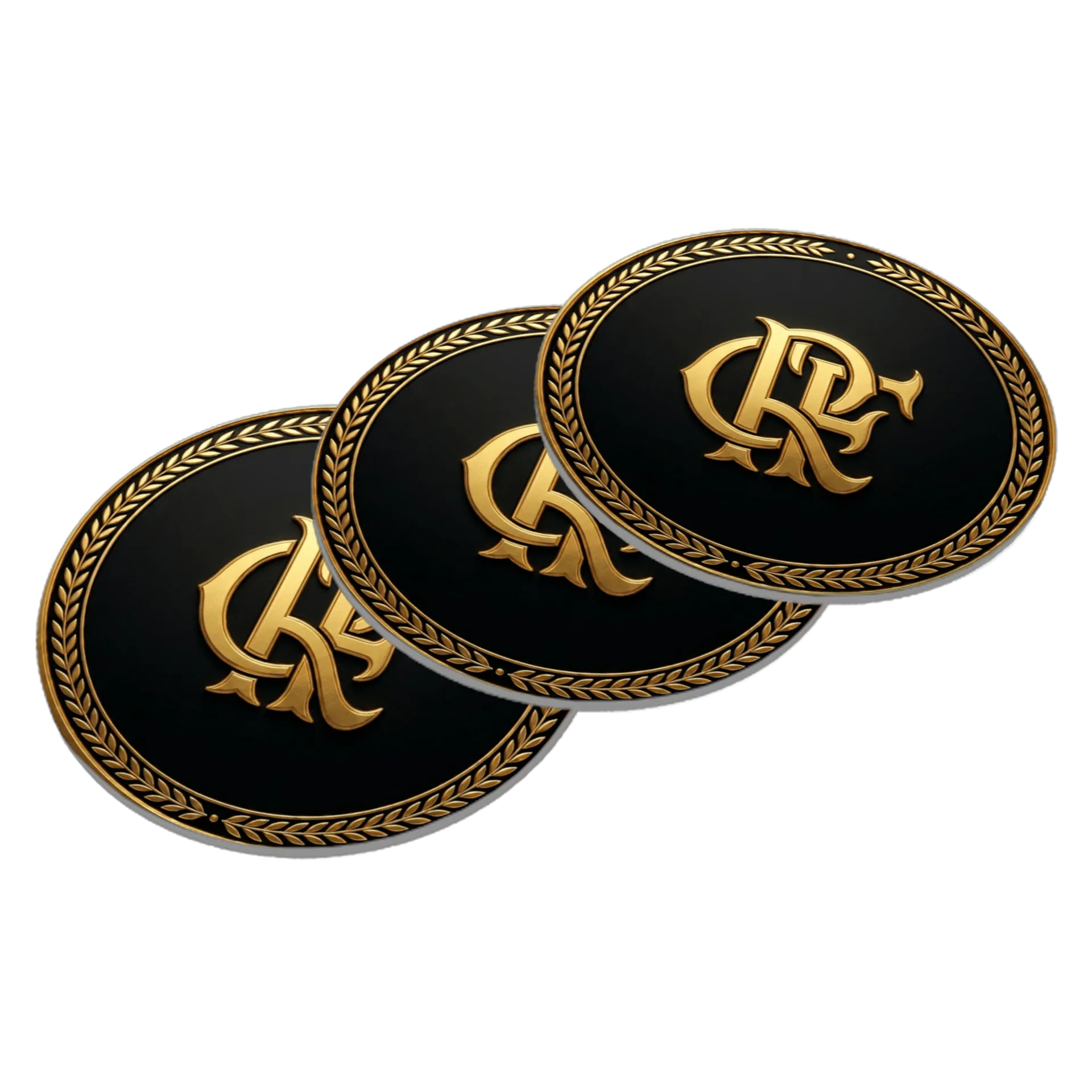 Porta-copo Monograma Dourado Moldura de Louros MDF de Coutinho Store — imagem 2 de 3