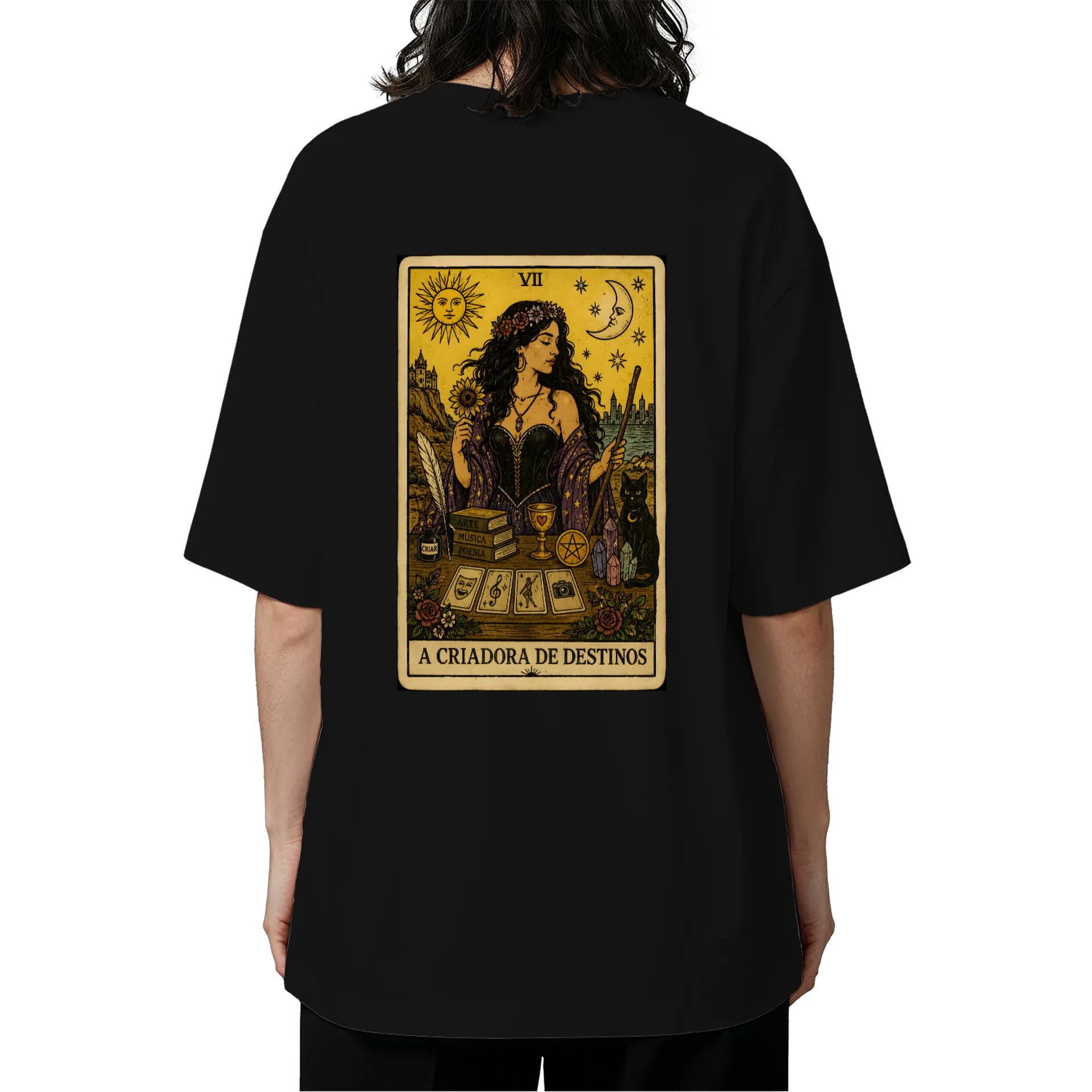 Camiseta Oversized A Criadora De Destinos Estampa Dourada - Imagem 5
