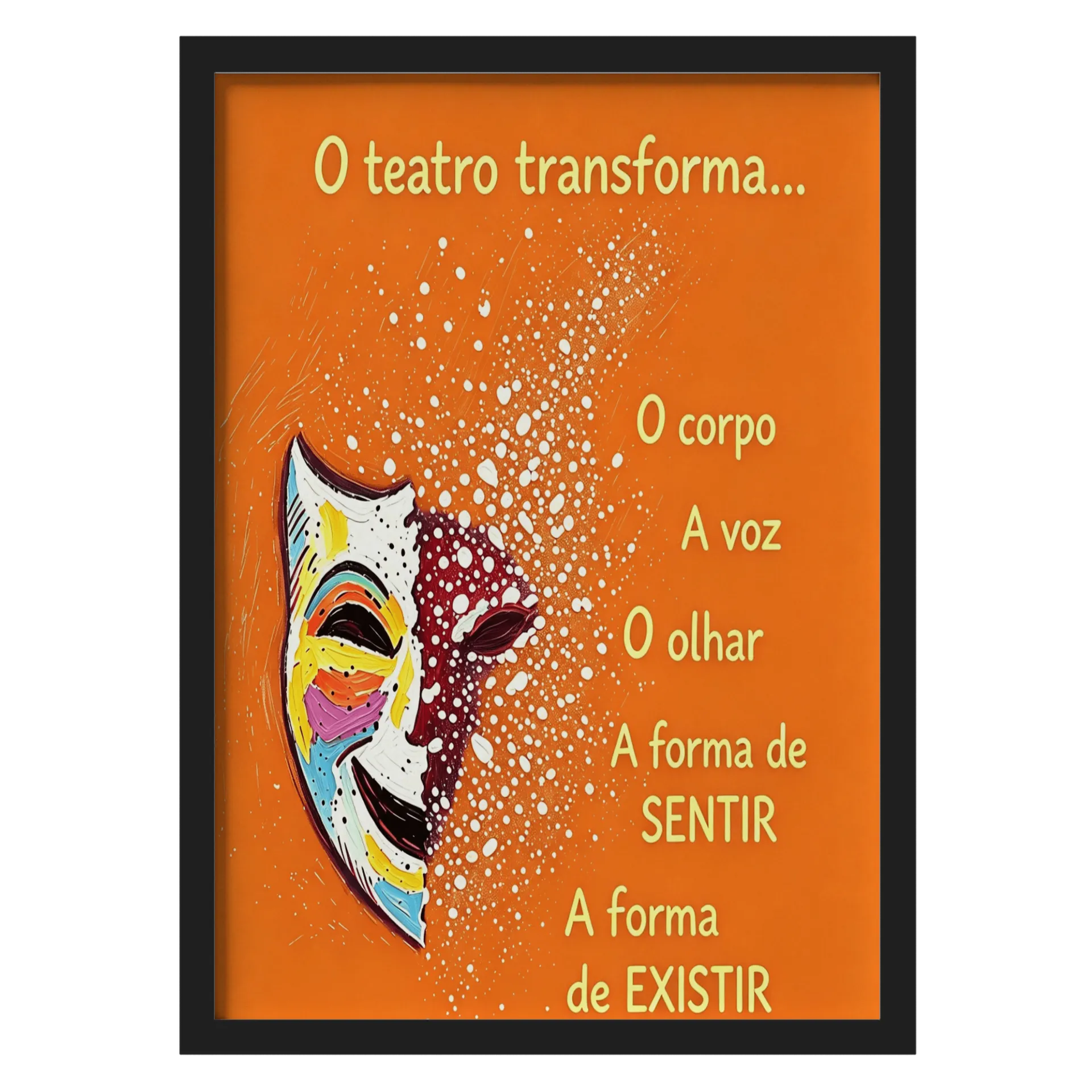 Quadro Abstrato Máscara Colorida A3 com Vidro MDF e Vidro - Imagem 1