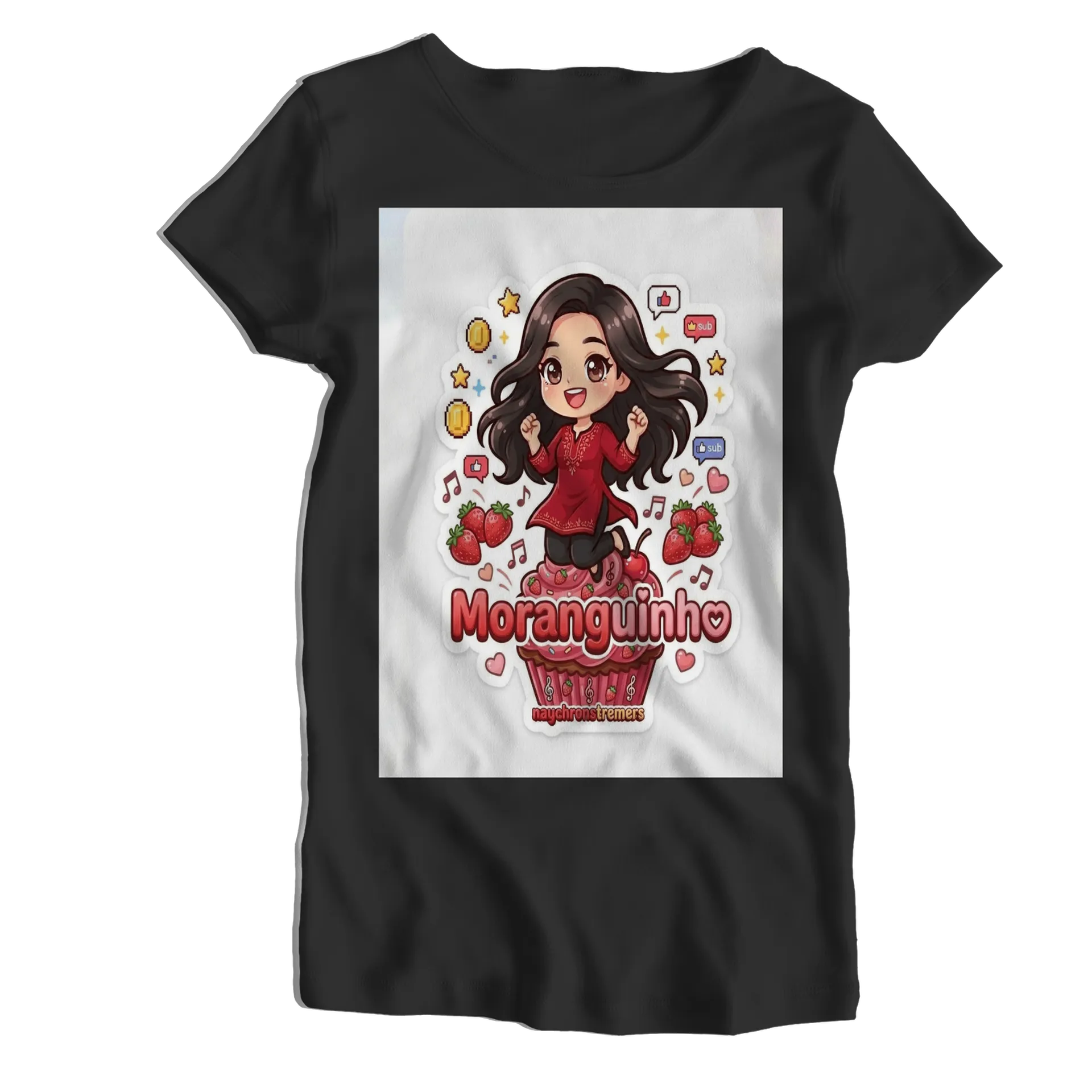 Camiseta Babylook Moranguinho Personagem Cartoon 100% - Imagem 1