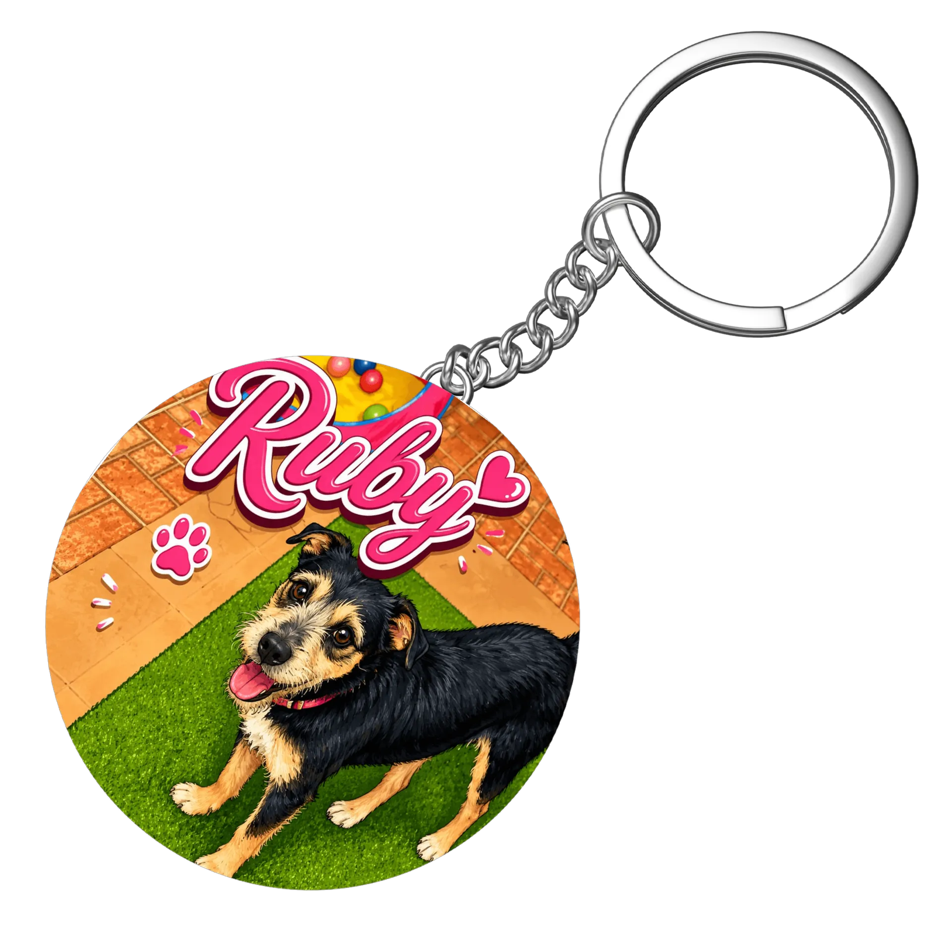 Chaveiro MDF Estampa Cachorro Ruby 5x5cm - Imagem 4