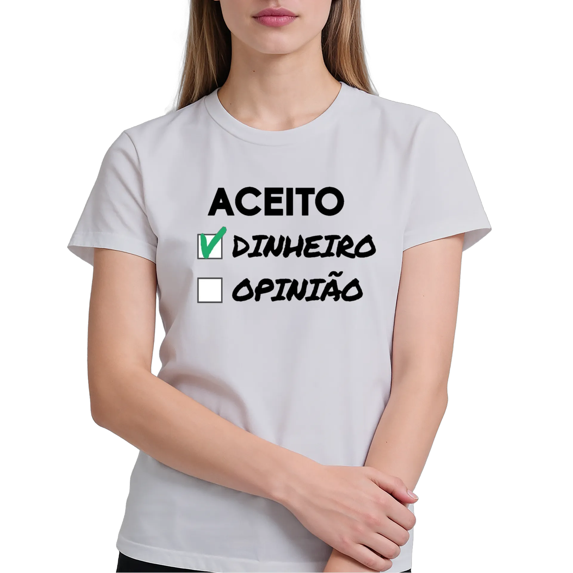 Camiseta Aceito Dinheiro Estampa Tipográfica 100% Algodão - Imagem 4