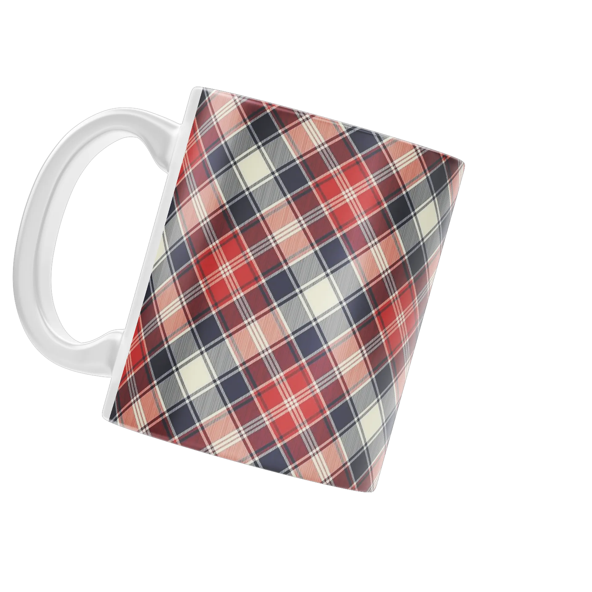 Caneca Estampa Xadrez Vermelho Branco 325ml - Imagem 3