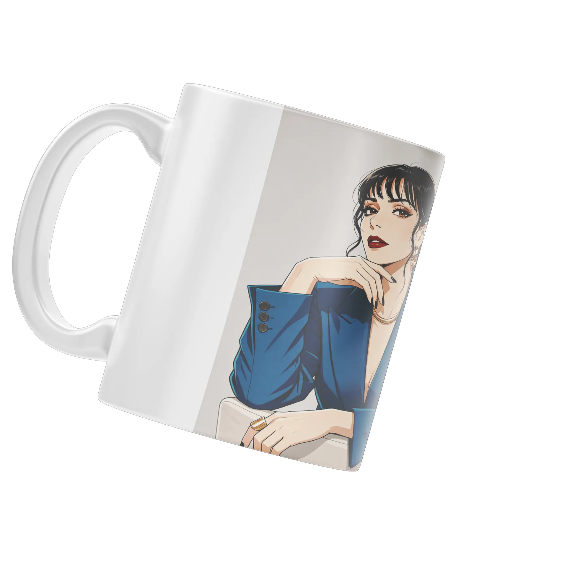 Caneca Porcelana Retrô Mulher Estilosa 325ml - Imagem 4