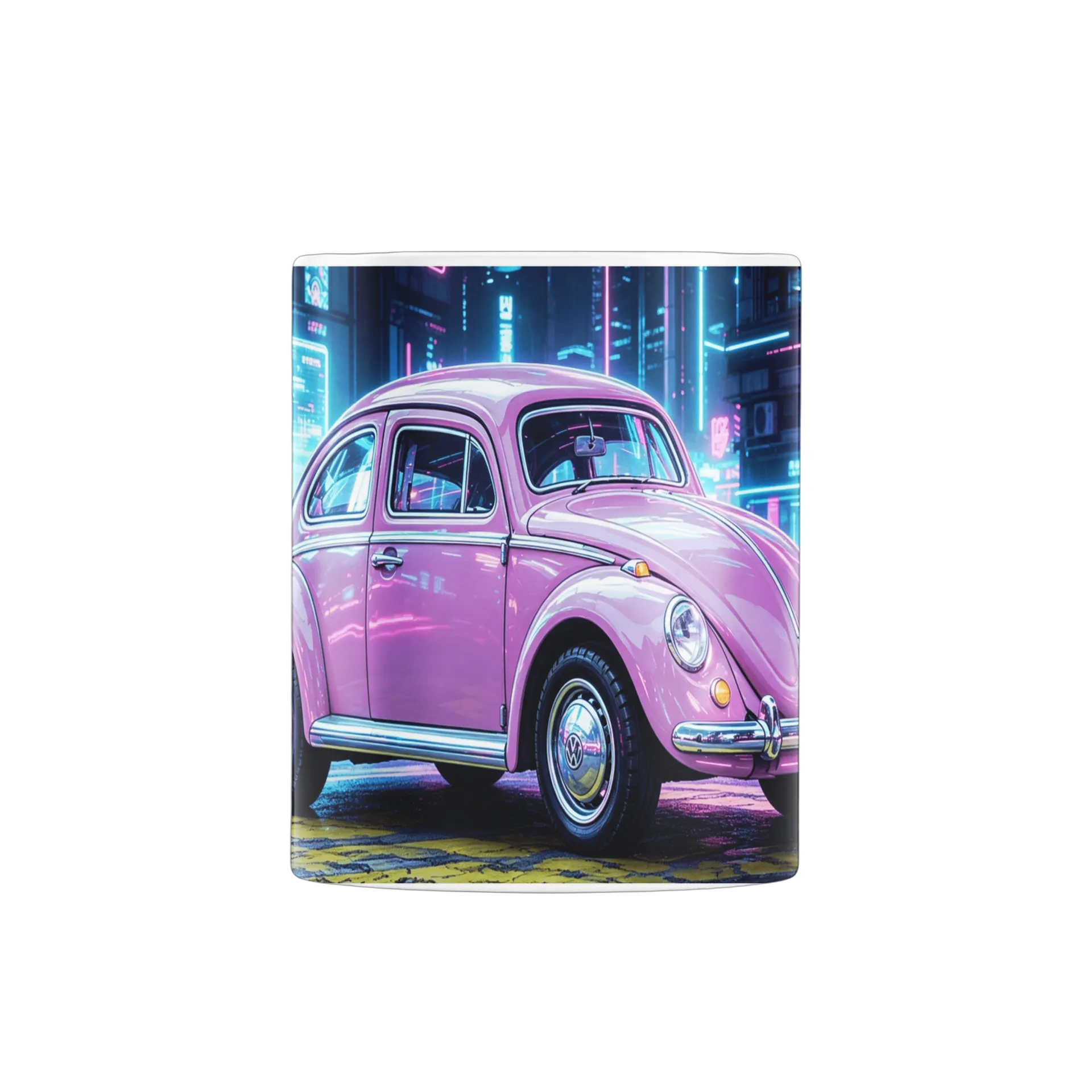 Caneca Porcelana Carro Clássico Rosa 325ml - Imagem 3