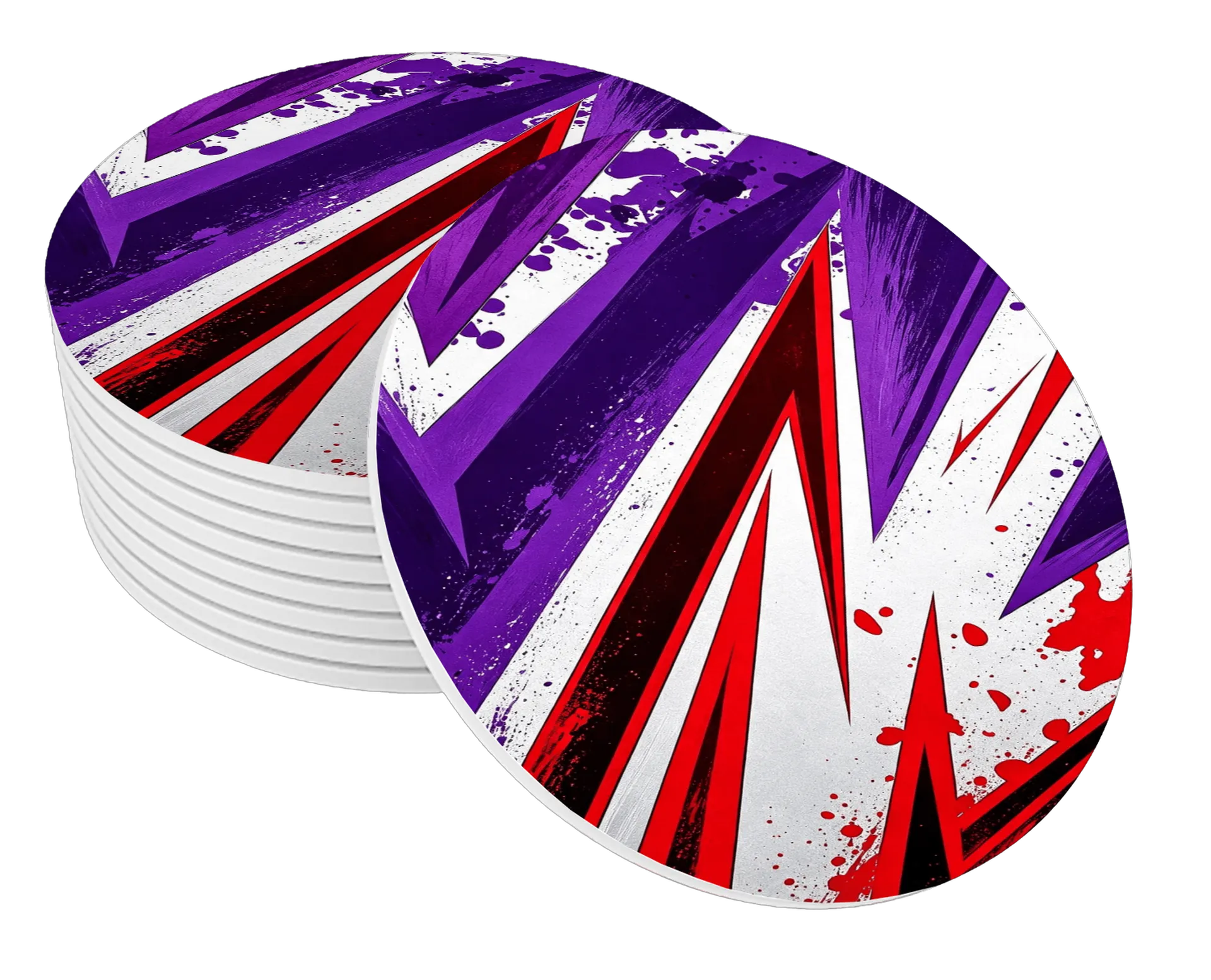 Porta-copo Arte Abstrata Vermelho Roxo MDF - Imagem 1
