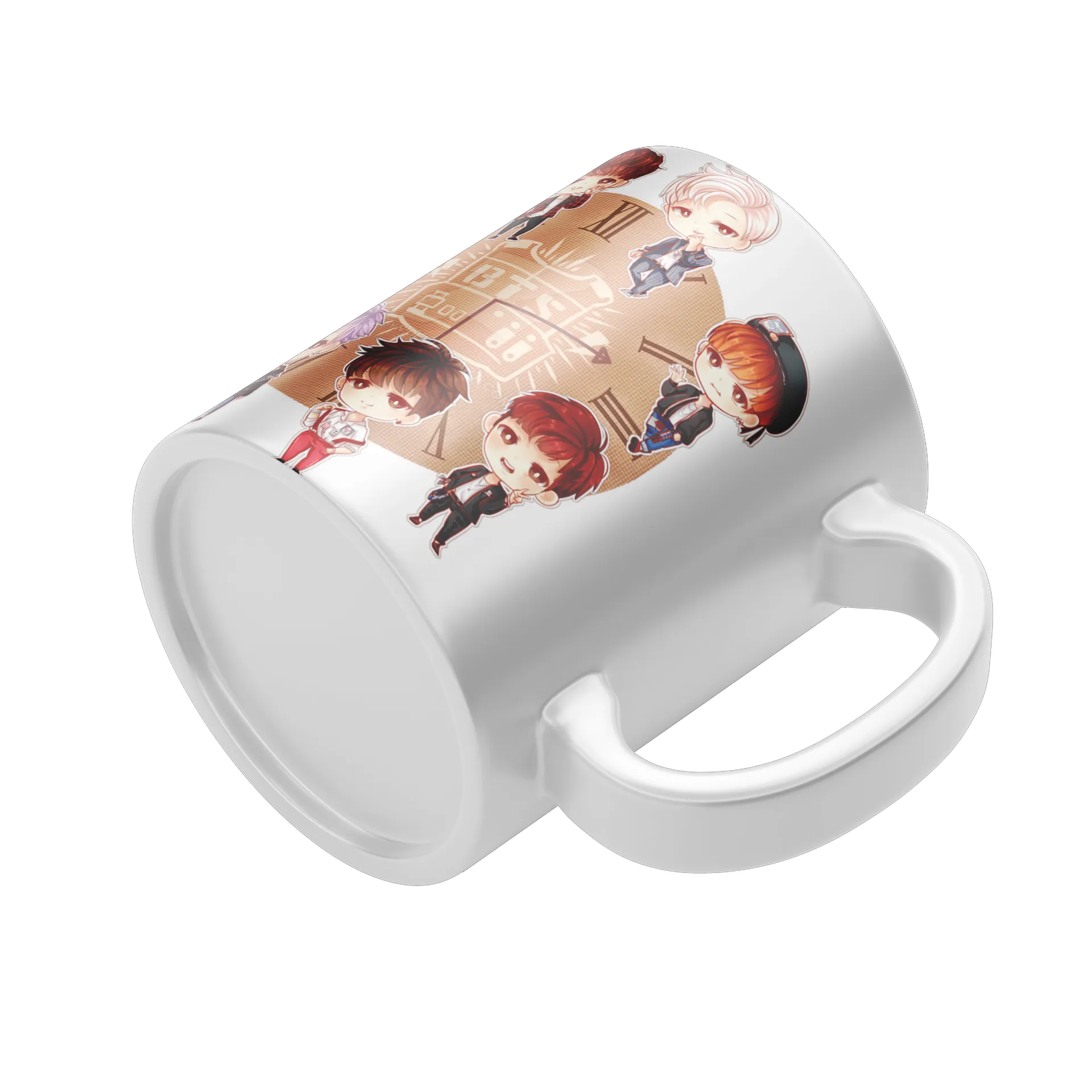 Caneca Porcelana Personagens Estilo Chibi Branco 325ml - Imagem 4