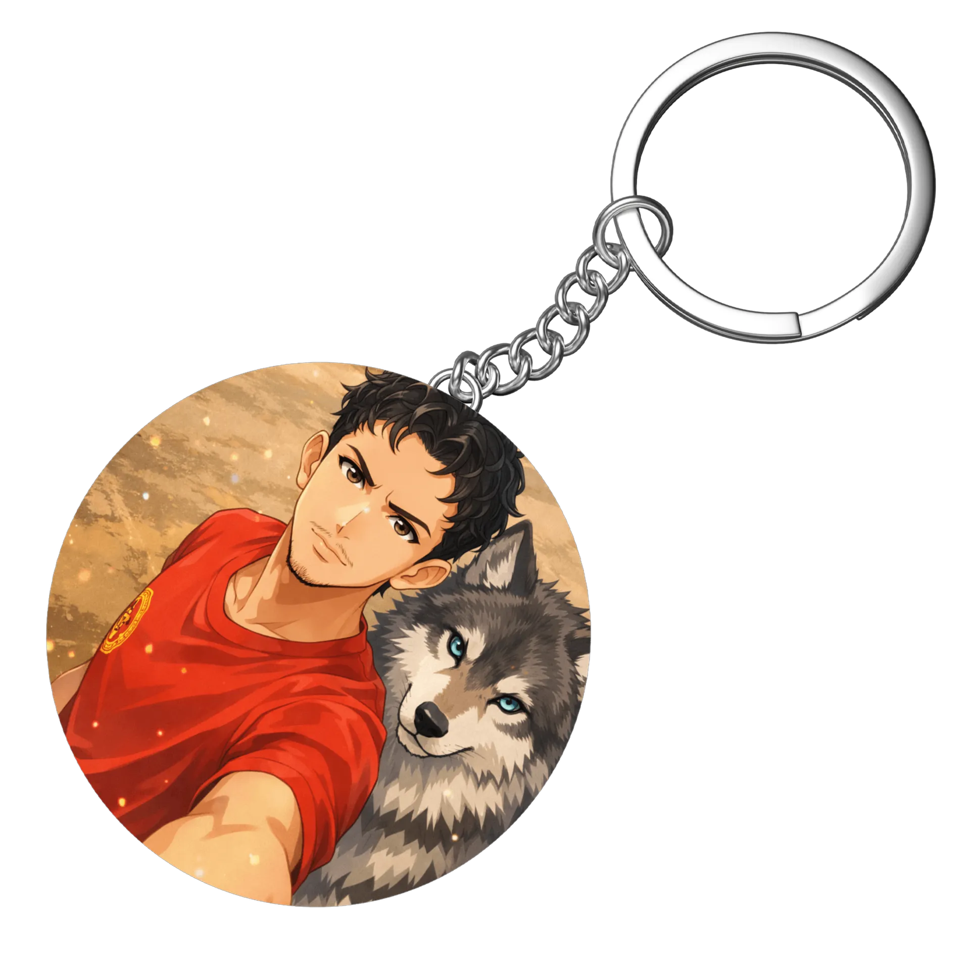 Chaveiro MDF Estampa Homem Lobo 5x5cm - Imagem 4
