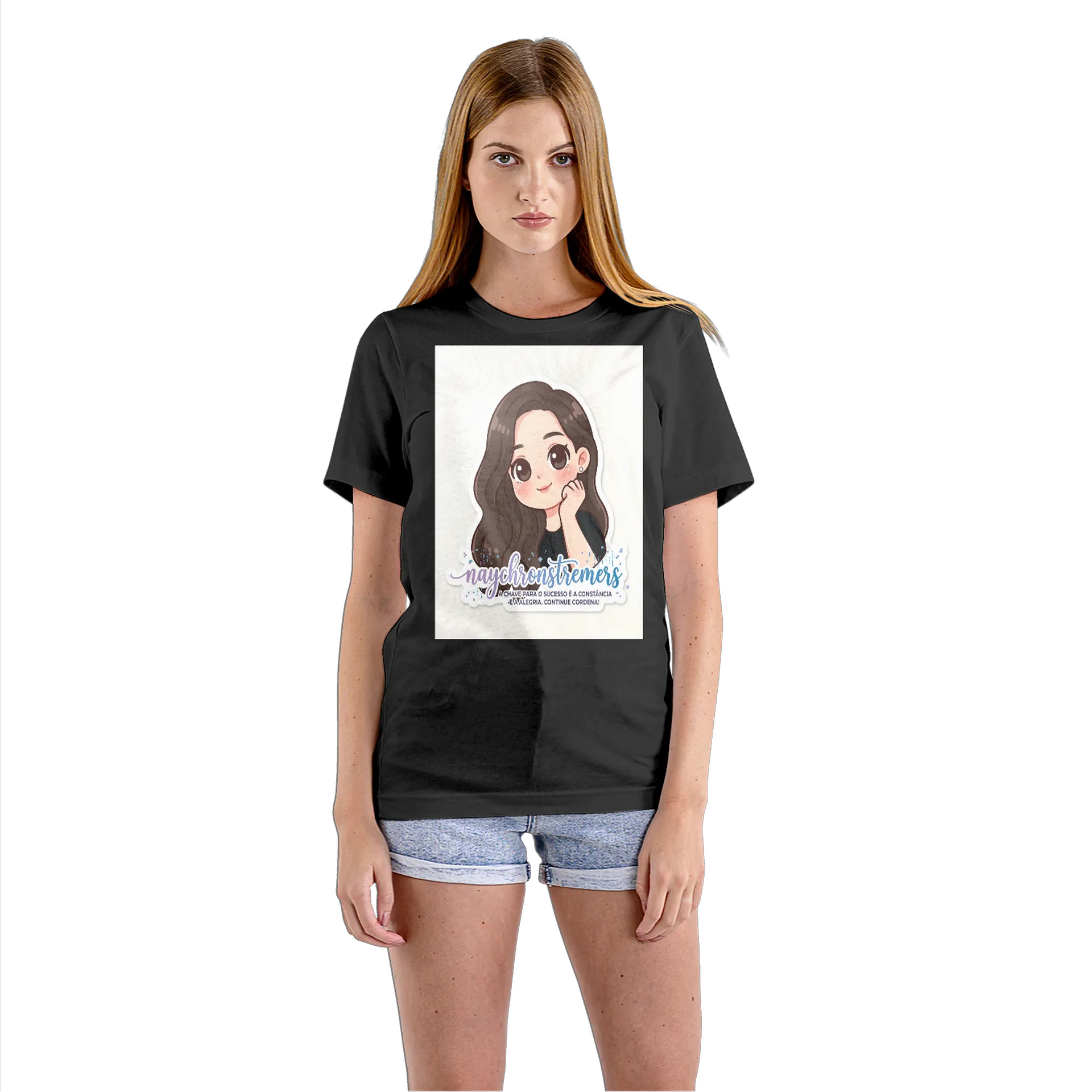 Camiseta Babylook Retrato Cartoon Naychroons 100% Algodão - Imagem 3
