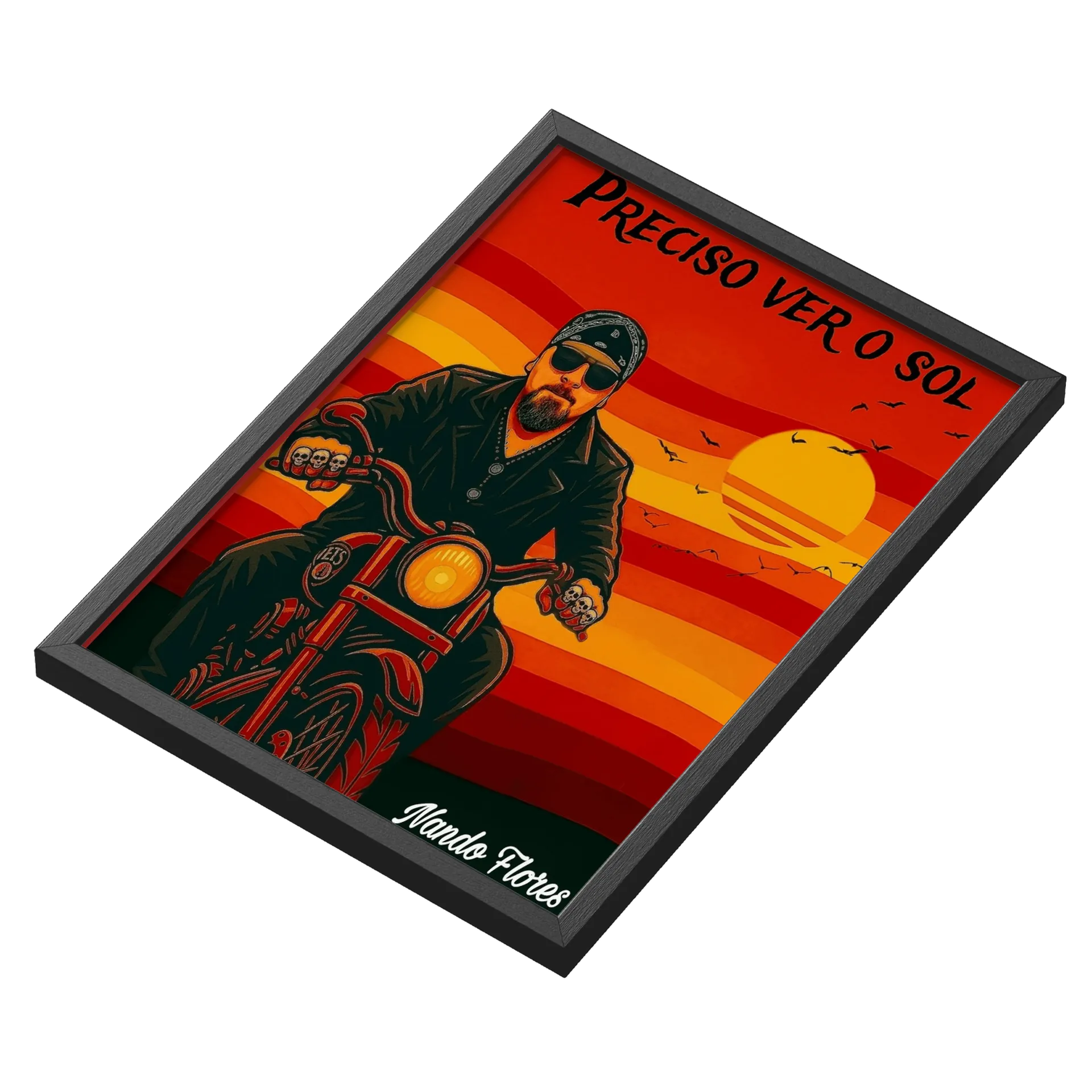 Quadro Motociclista Sol Laranja  música Preciso Ver O Sol De - Imagem 3