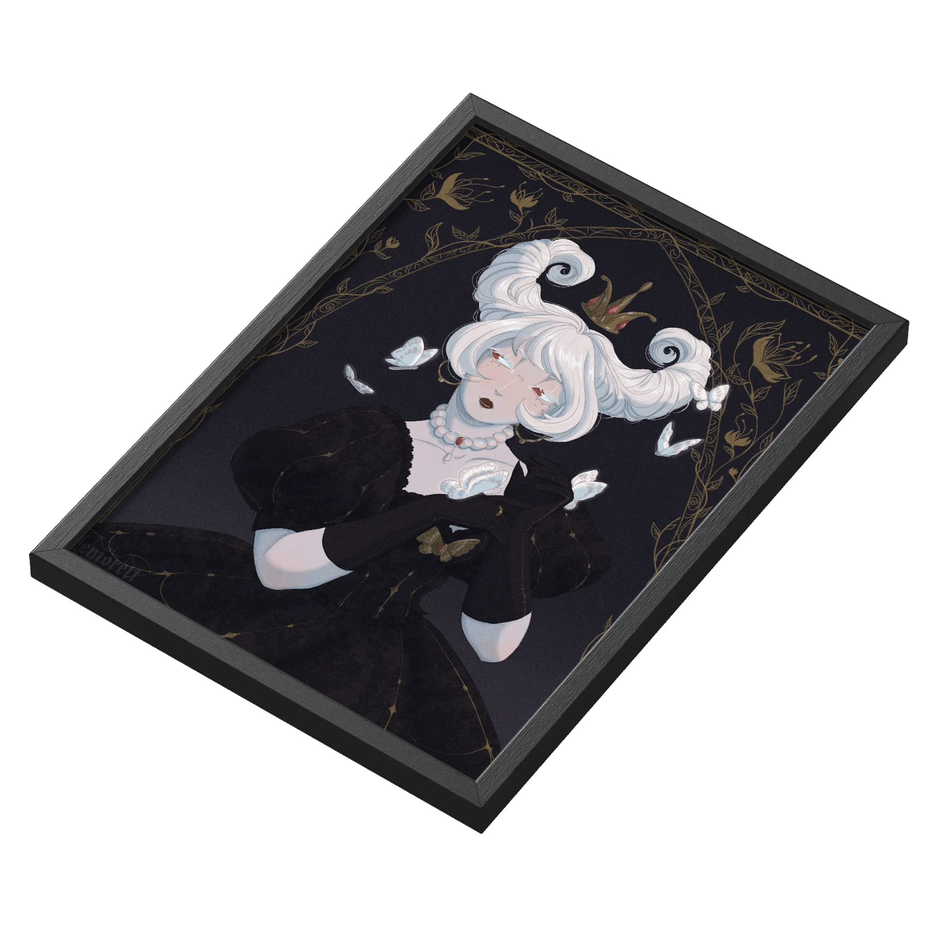 Quadro Anime Princesa de Cabelos Brancos A3 com Vidro - Imagem 3