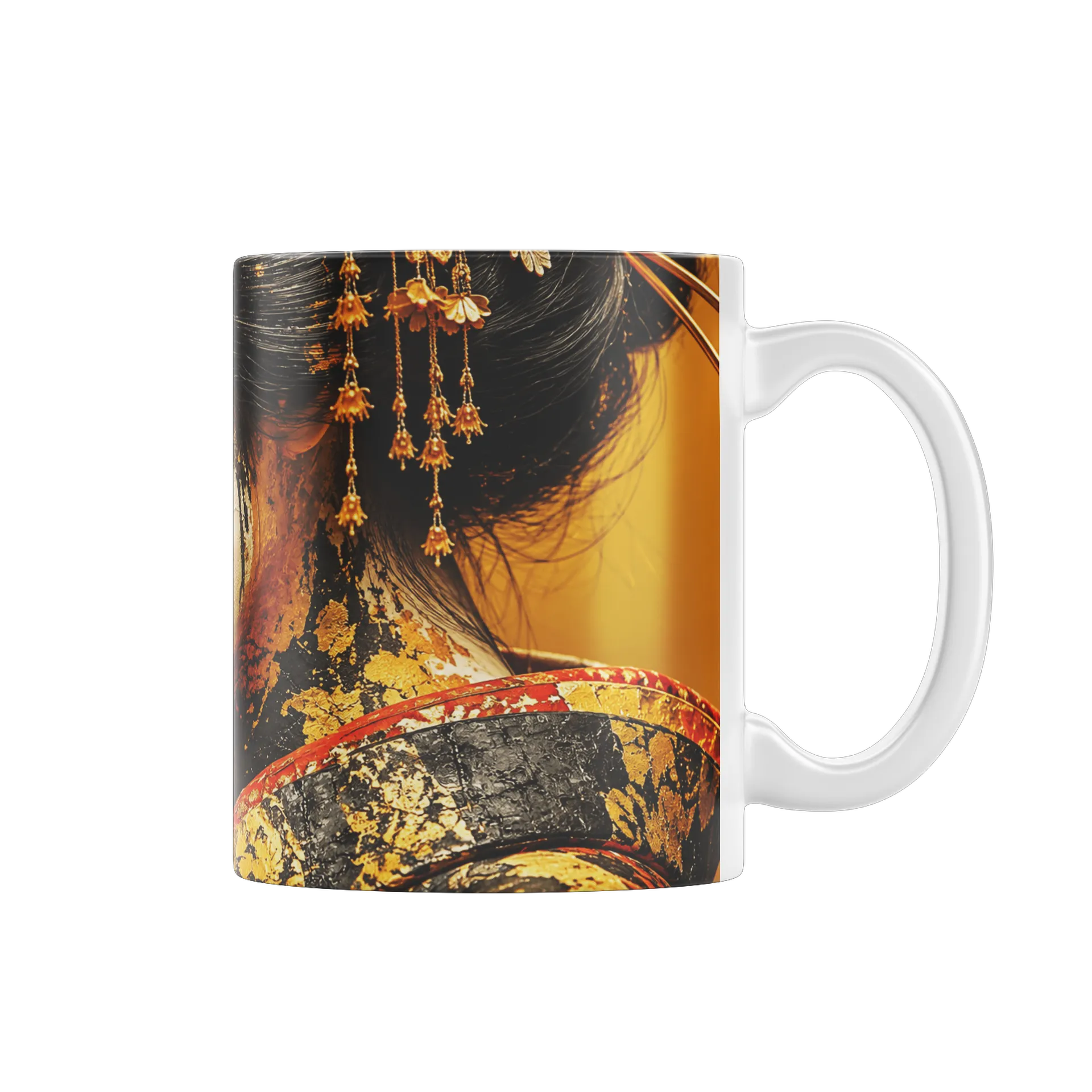 Caneca Gueixa Dourada Retrato Artístico 325ml - Imagem 1