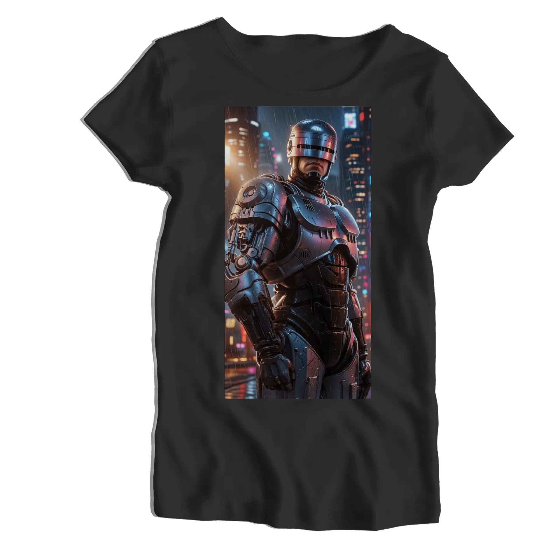 Camiseta Babylook Policial Robótico Futurista 100% Algodão - Imagem 1