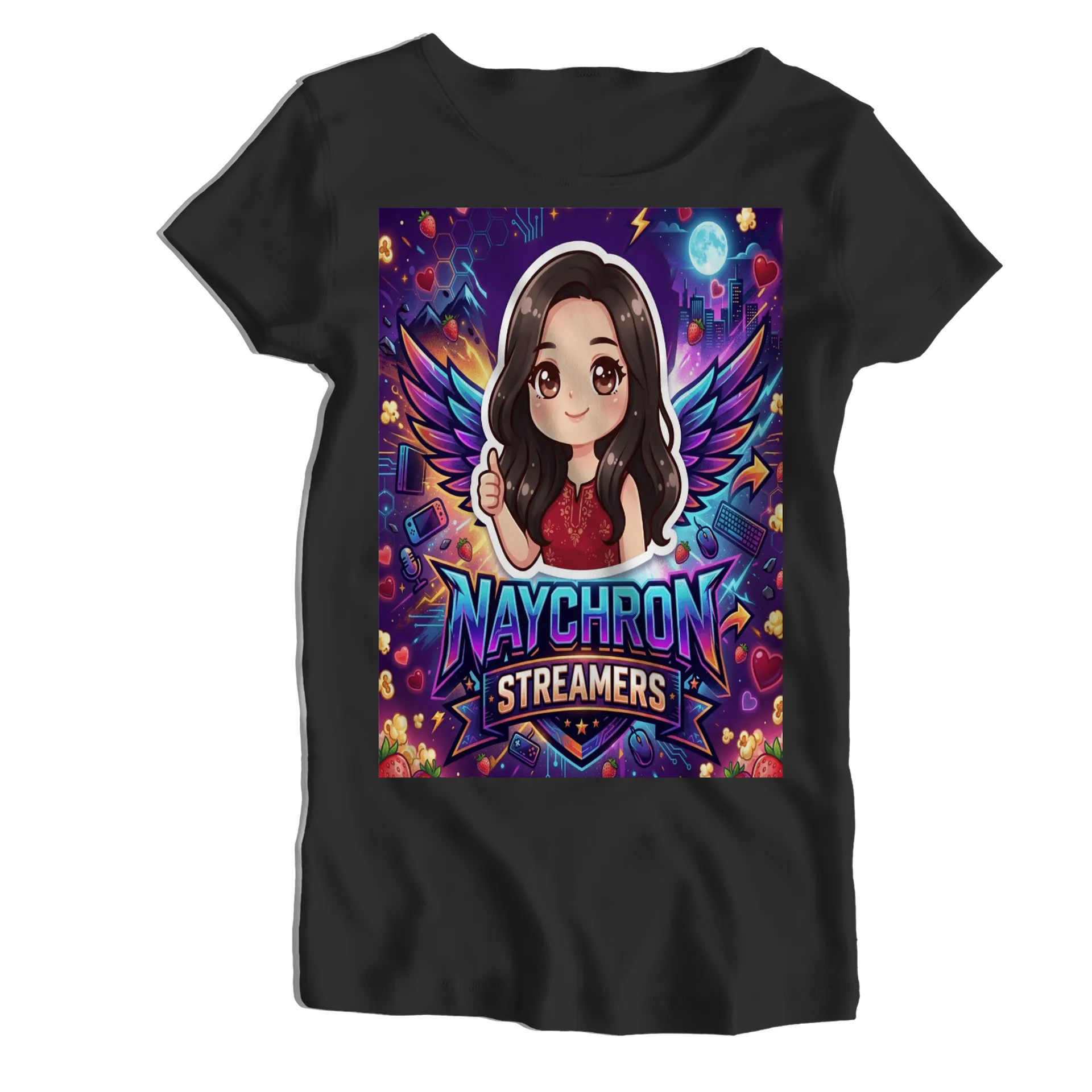 Camiseta Babylook Naychron Streamers Estampa Cartoon 100% - Imagem 1