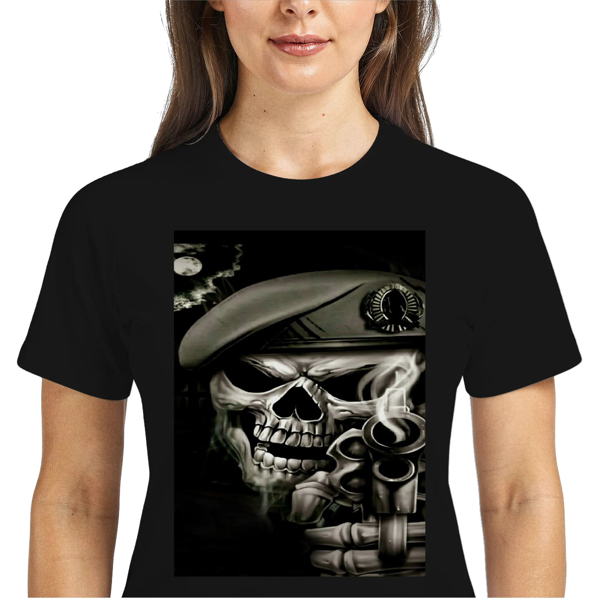Camiseta Dry Fit Caveira Militar Estampada 100% Polyester - Imagem 3