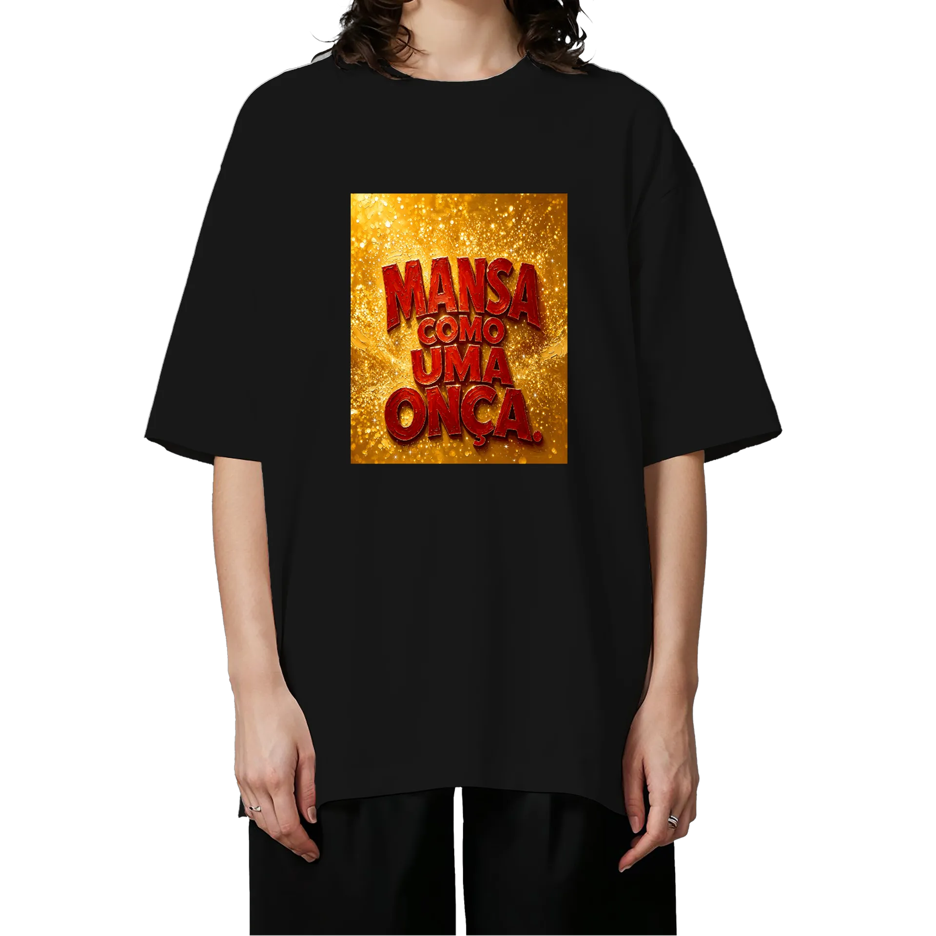 Camiseta Oversized Mensa Com Onça 100% Algodão - Imagem 3