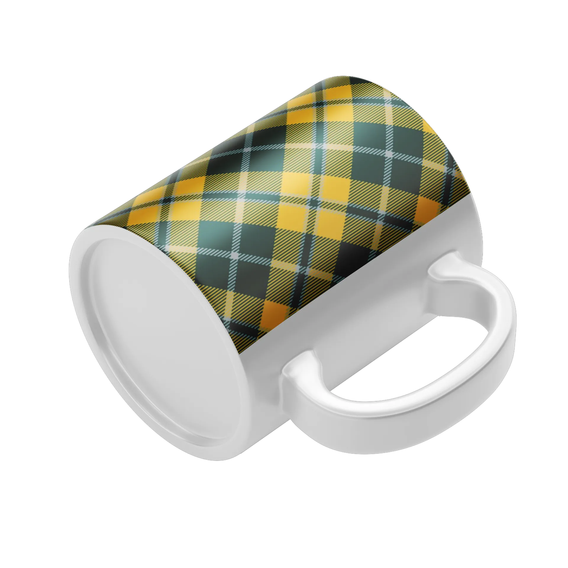 Caneca Porcelana Quadratinho Amarelo Verde 325ml - Imagem 4