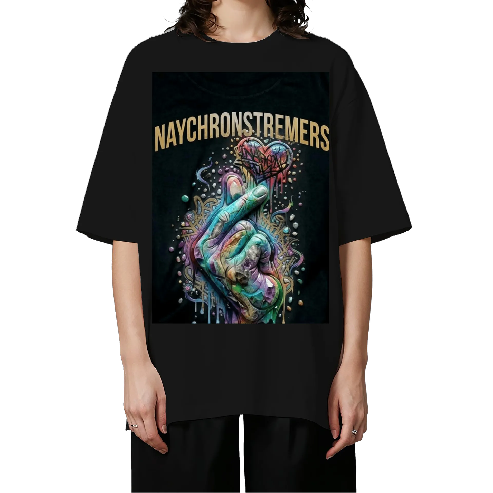 Camiseta Oversized NAYCHRONSTREAMERS Caveira Graffiti - Imagem 3