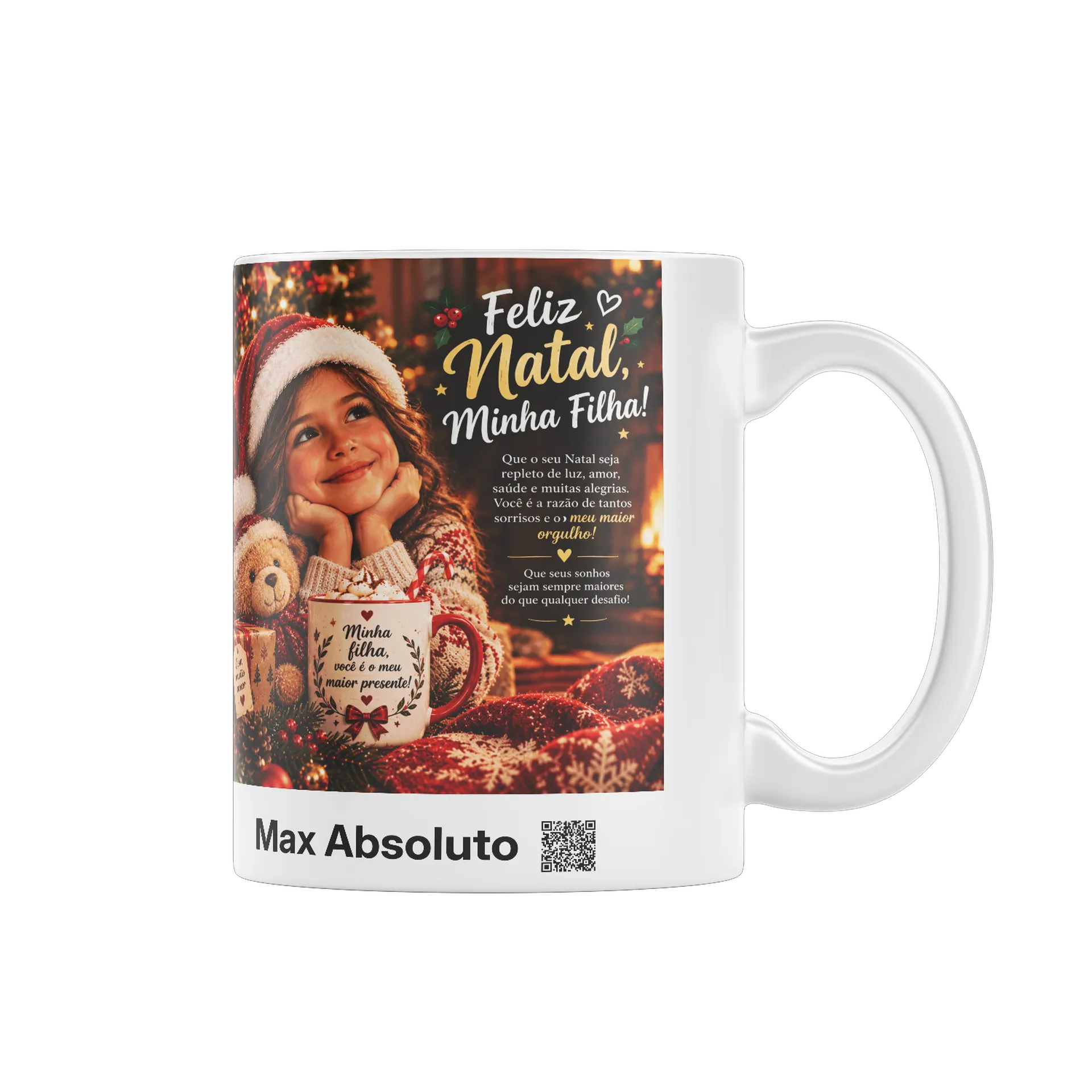 Caneca Personalizada Natal Minha Filha Foto 325ml - Imagem 1