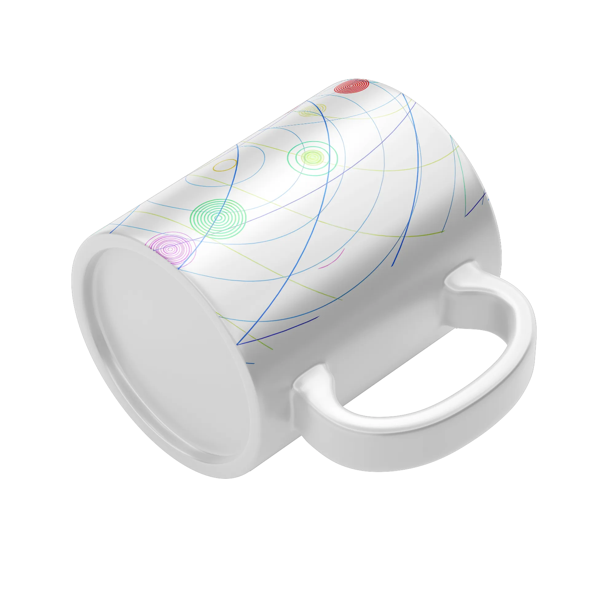 Caneca Cerâmica Estampa Abstrata Círculo Colorido 325ml - Imagem 5