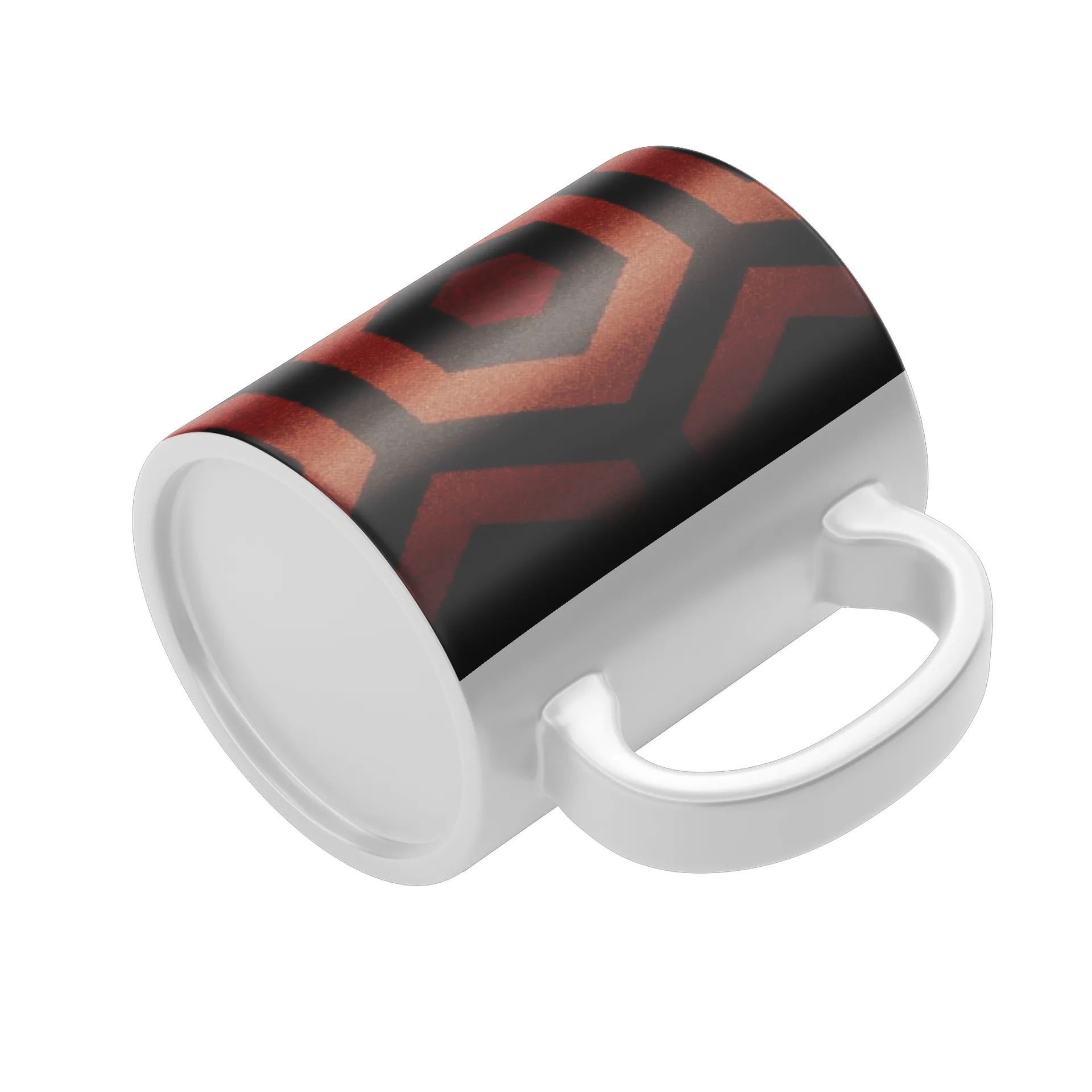 Caneca Porcelana Geométrica Laranja Marrom 325ml - Imagem 4