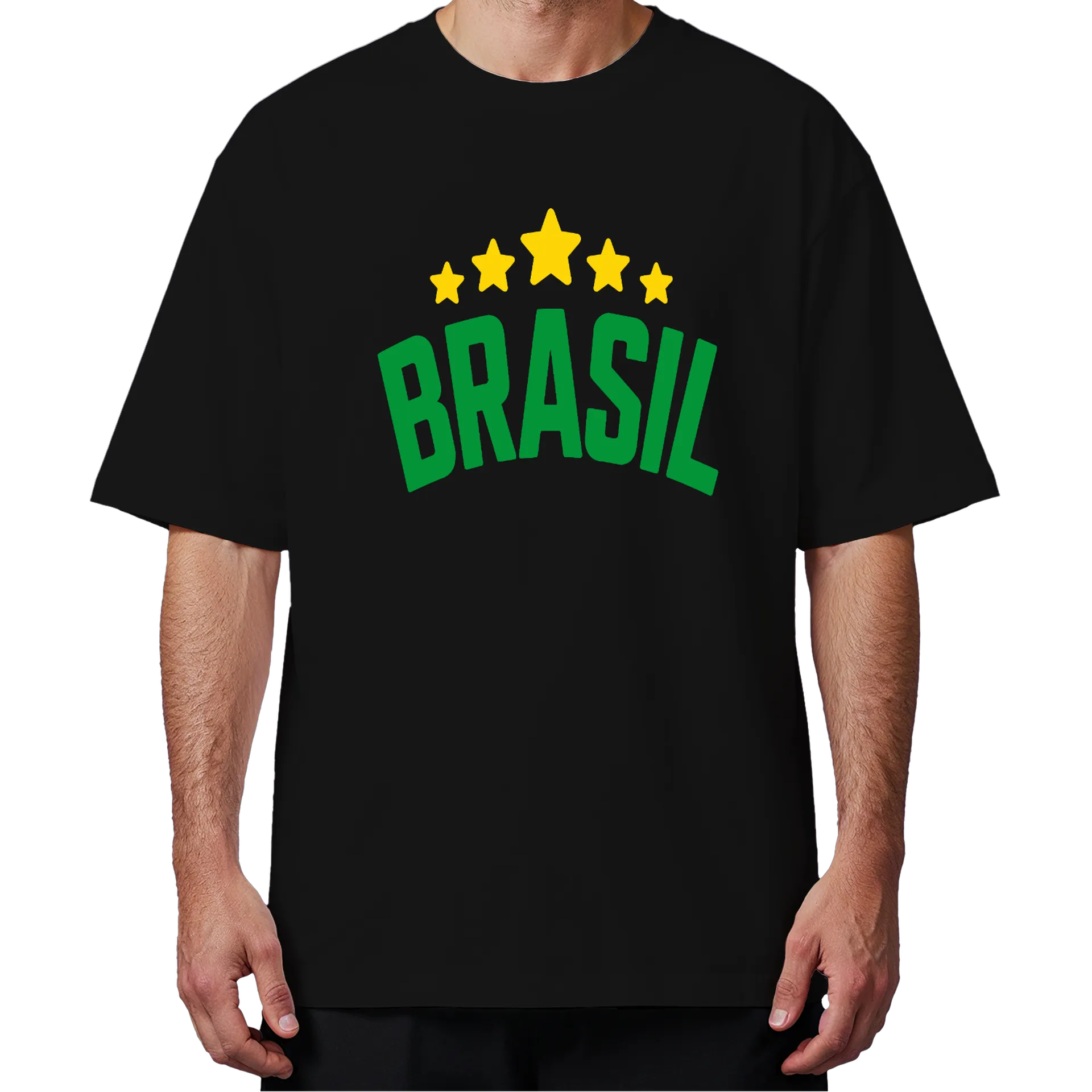 Camiseta Oversized Brasil Estampa Verde com Ouro - Imagem 4