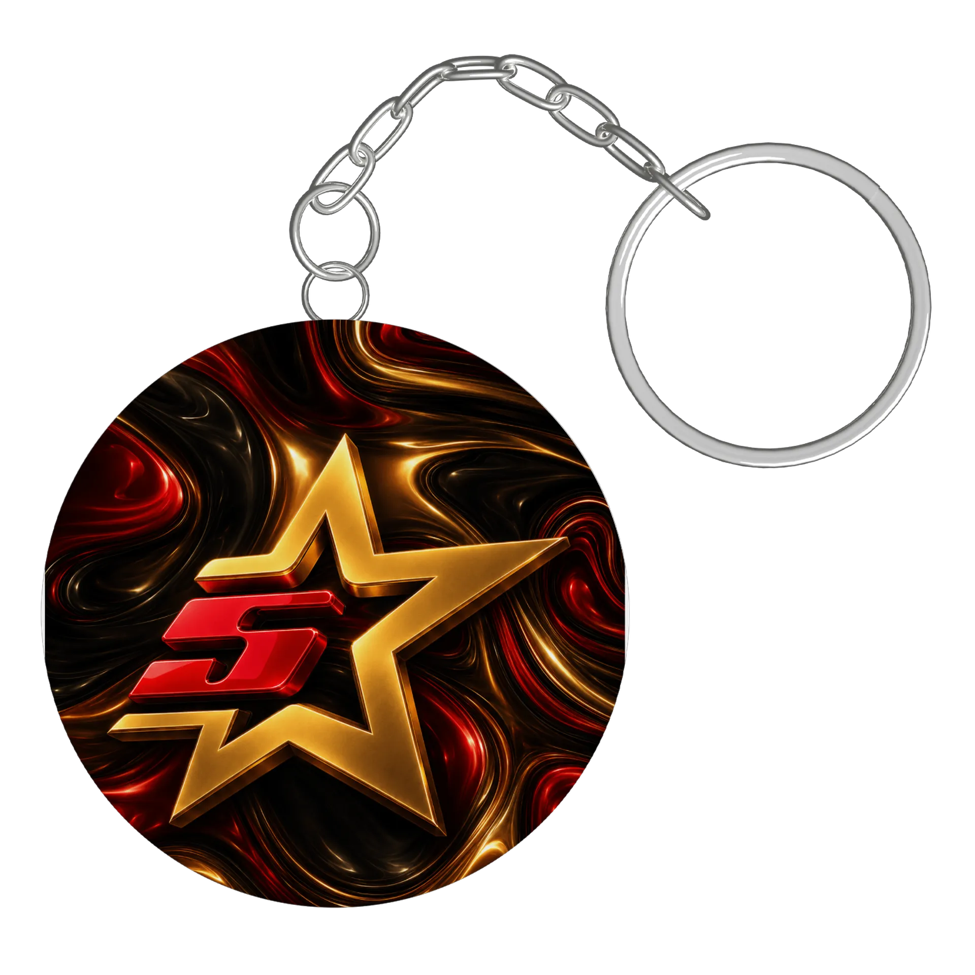 Chaveiro MDF Estampa Estrela Ouro Vermelha - Imagem 2
