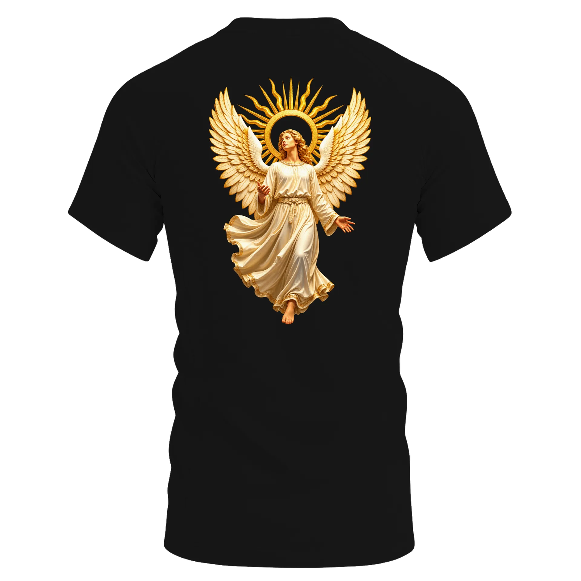 Camiseta Dry Fit Anjo Alado com Auréola Dourada Poliéster - Imagem 2