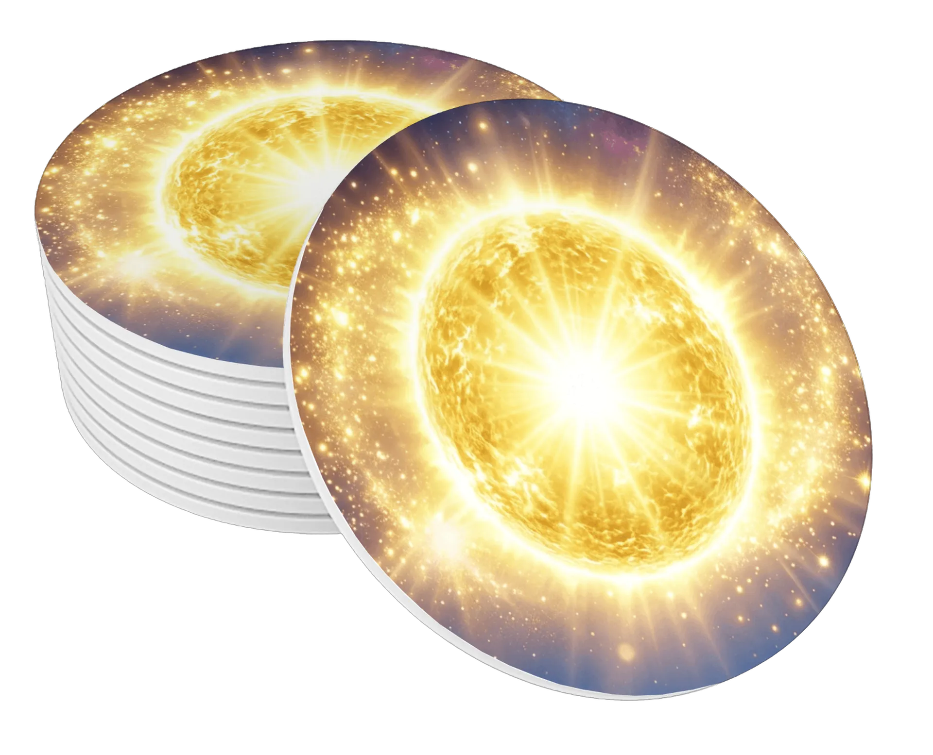 Porta-copo Sol Brilhante Estilo Cósmico MDF - Imagem 1