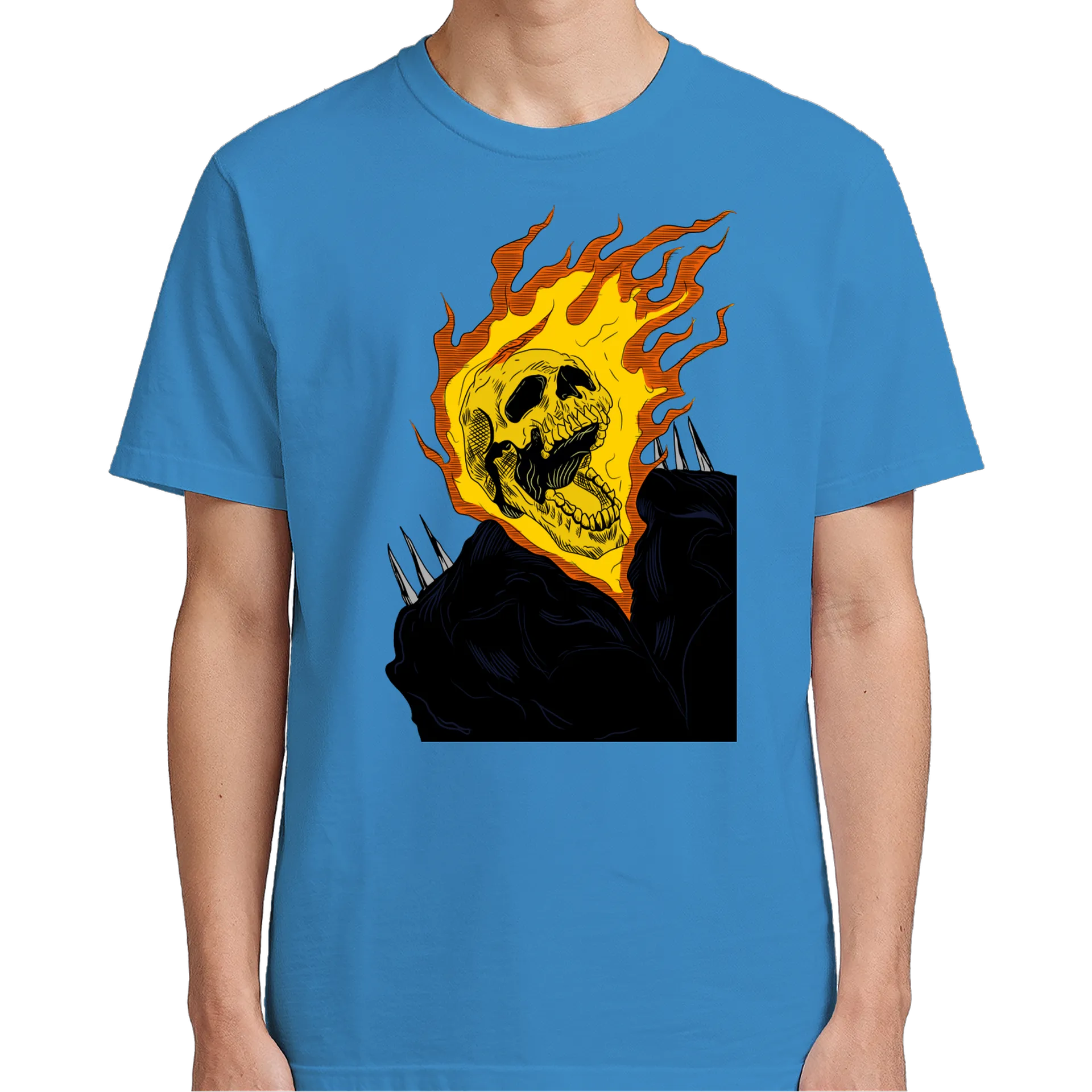 Camiseta Caveira em Chamas 100% Algodão - Imagem 5