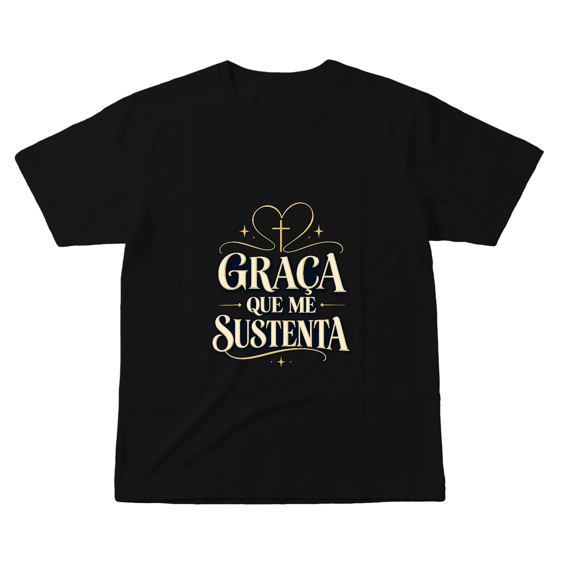Camiseta Tipográfica Graça Que Me Sustenta 100% Algodão - Imagem 1