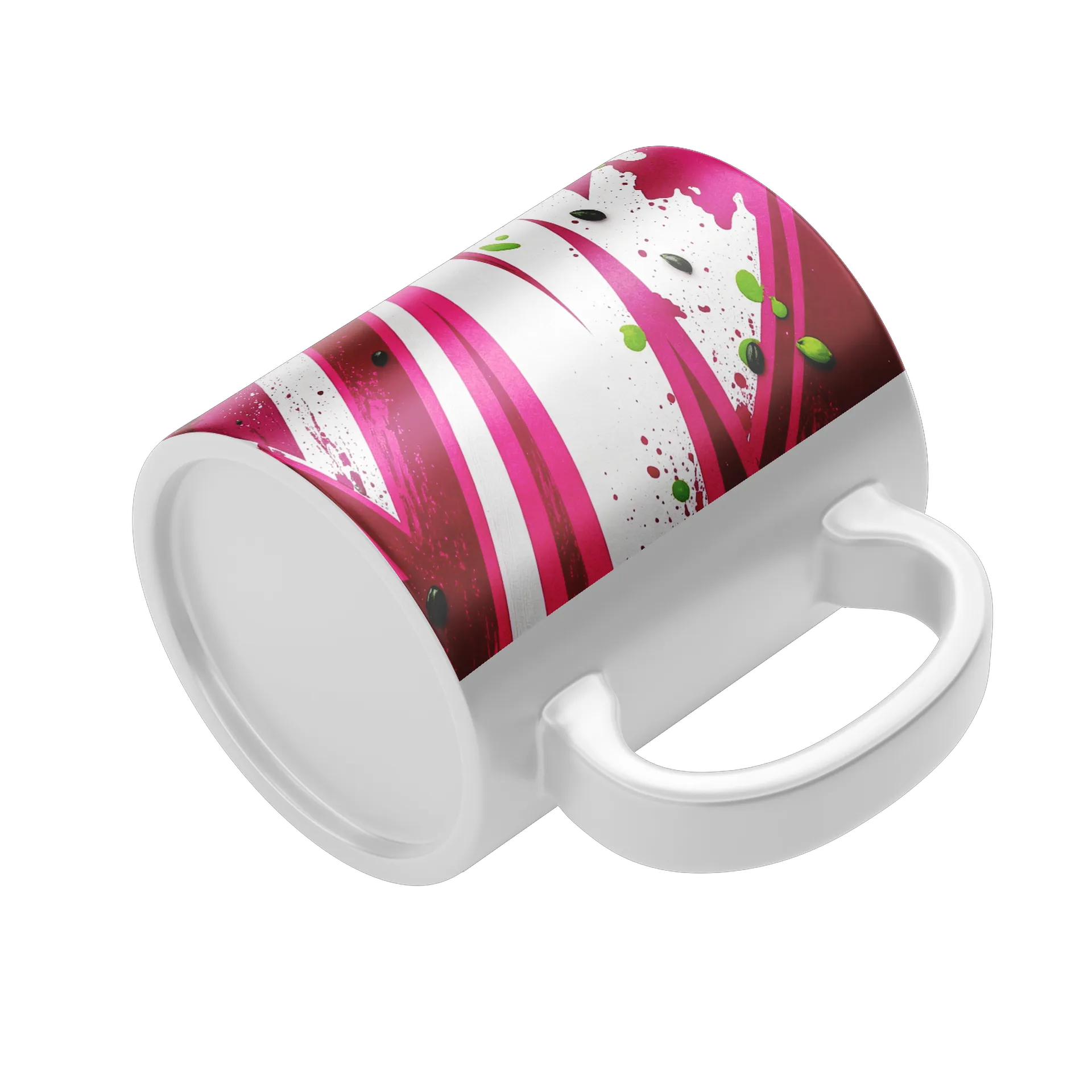 Caneca Porcelana Estampa Abstrata Magenta Verde 325ml - Imagem 4