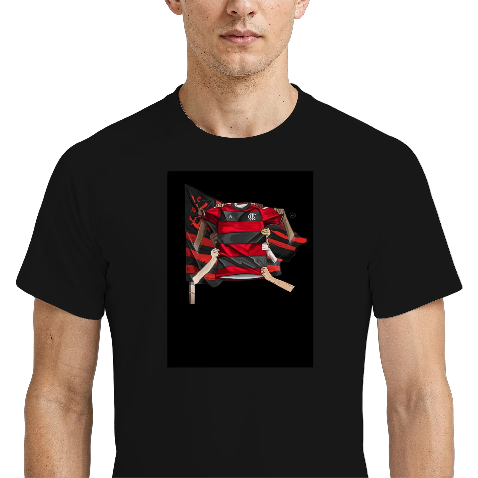 Camiseta Dry Fit Club Flamengo Estampa Vermelha Preta 100% - Imagem 6