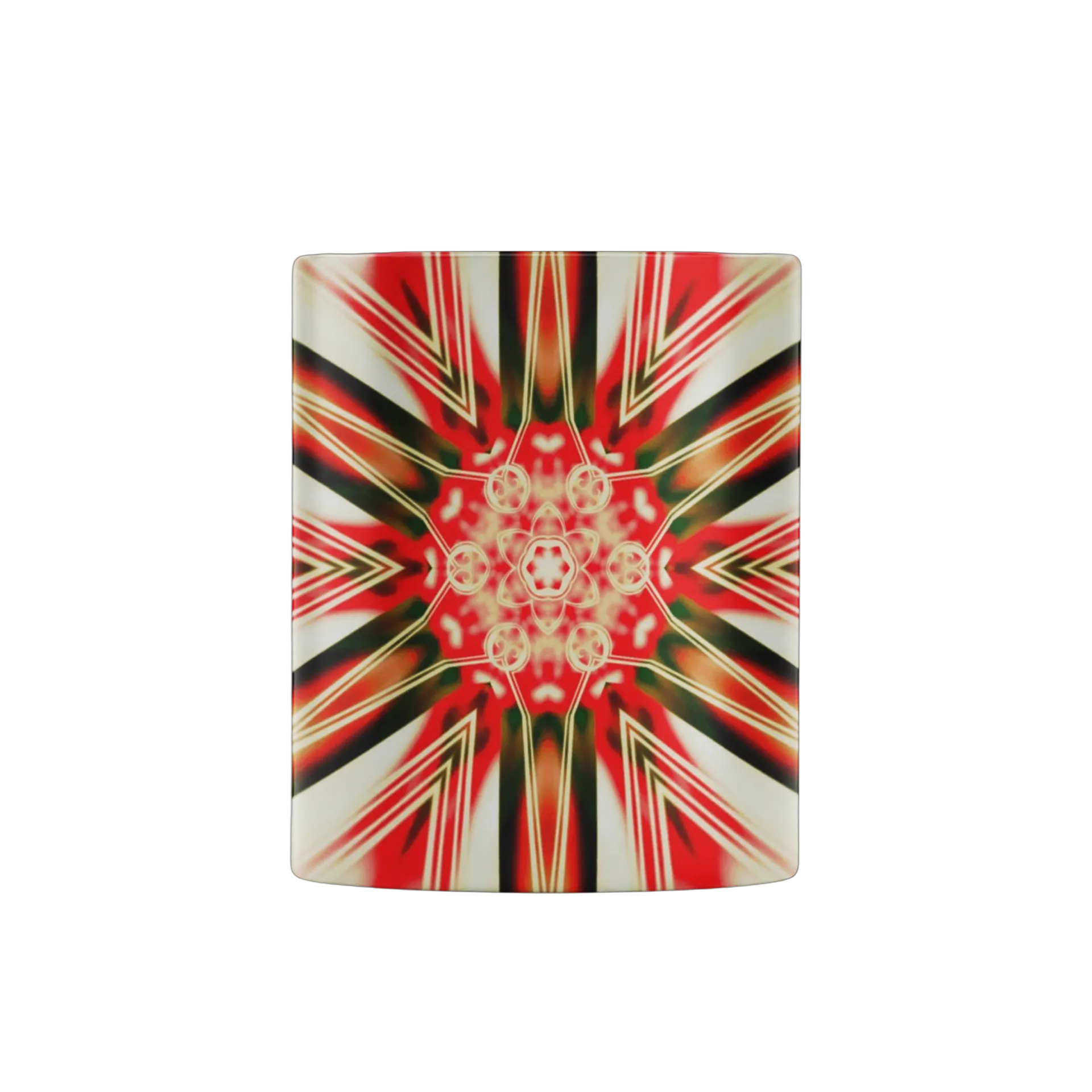 Caneca Porcelana Estampa Kaleidoscópio Vermelho Branco 325ml - Imagem 2