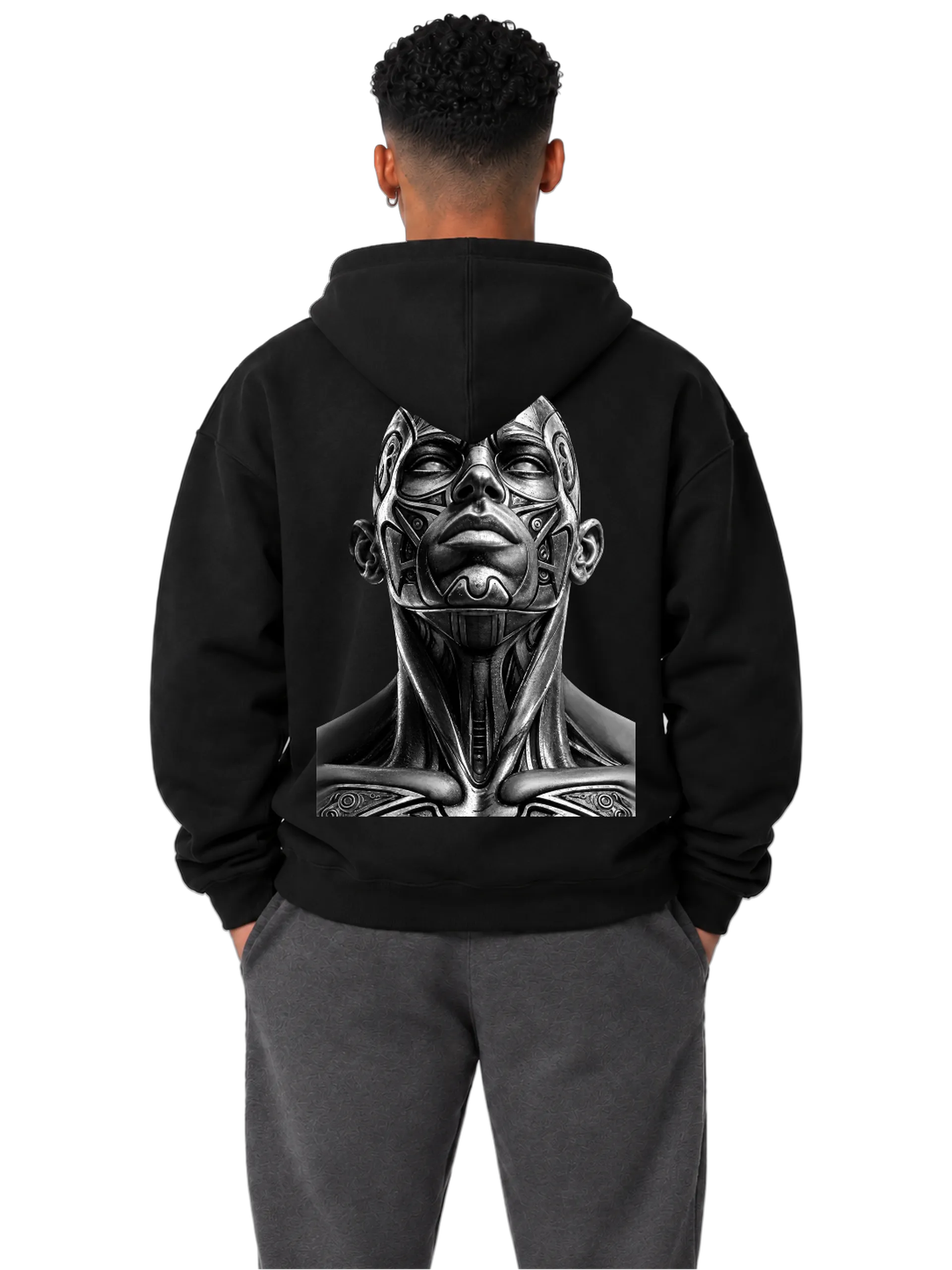 Blusa Moletom Canguru Arte Monocromática Rosto Robótico de WG ARTE É O QUE ME MANTÉM VIVO  — imagem 1 de 6
